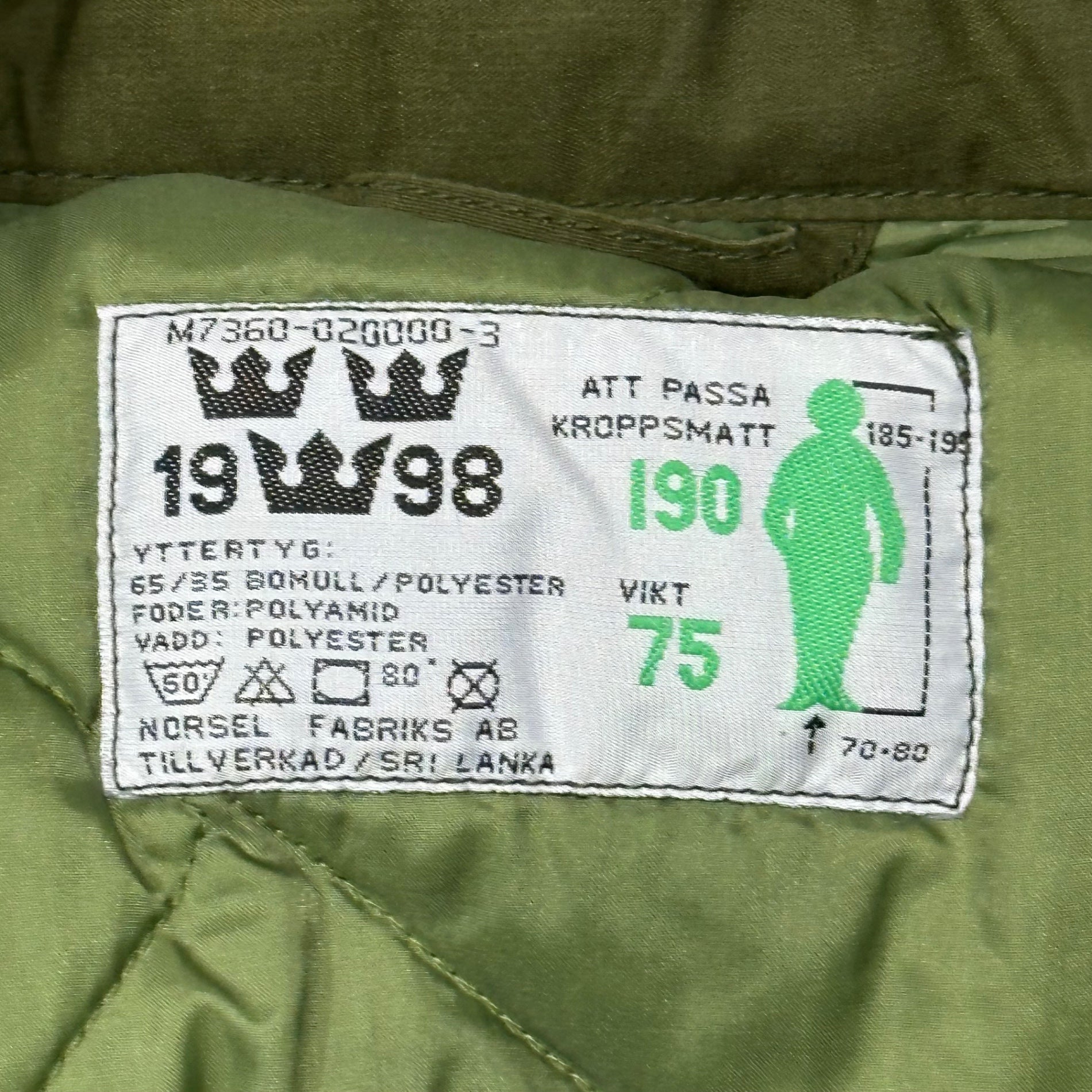 Swedish Army(スウェーデン軍) M-90 Cold Weather Parka コールド ウェザー パーカー 中綿 M7360-020000-3 190(185-195) オリーブ