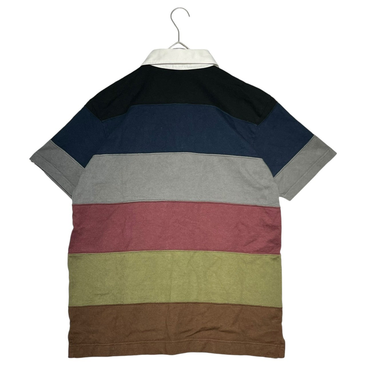 BAPE BY A BATHING APE(ベイプ バイ アベイシングエイプ) 00's Multi-color switching one-point logo polo shirt マルチカラー 切替 ワンポイントロゴ ポロシャツ L マルチカラー ボーダー