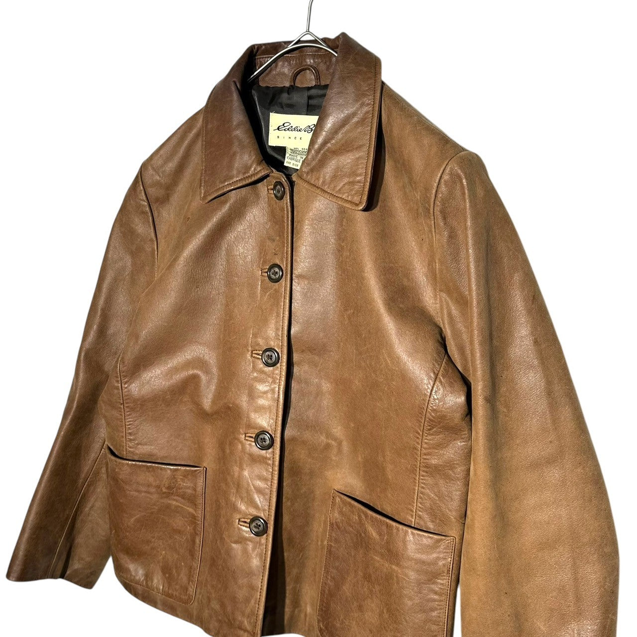 Eddie Bauer(エディーバウアー) 90’s~ Cowhide Leather Jacket カウハイド レザー ジャケット XS ブラウン 90年代~ ヴィンテージ 白タグ