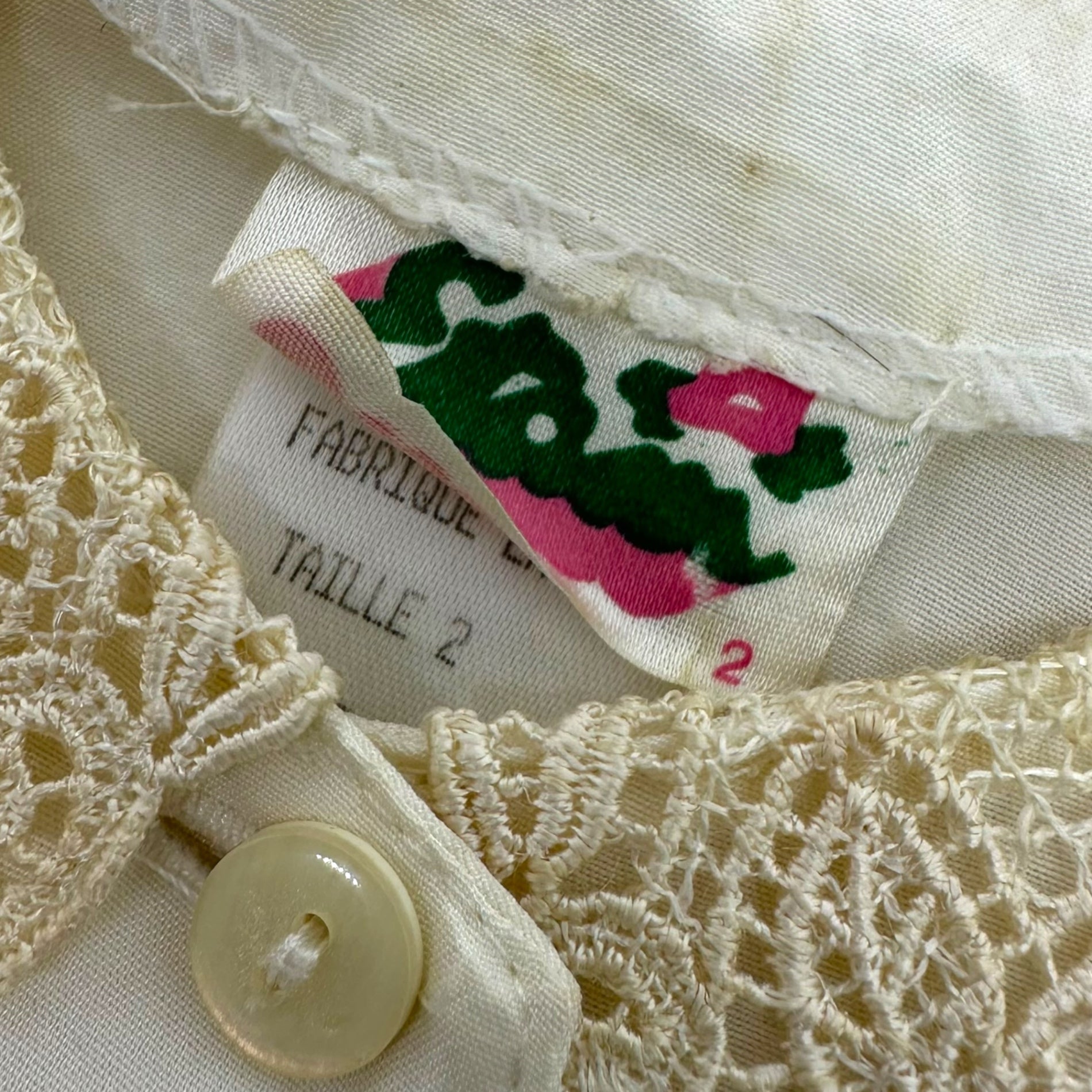 Euro vintage(ヨーロッパヴィンテージ) 50's~ beige_round collar with lace short sleeve blouse レース襟の半袖ブラウス 2(M~L程度) ベージュ
