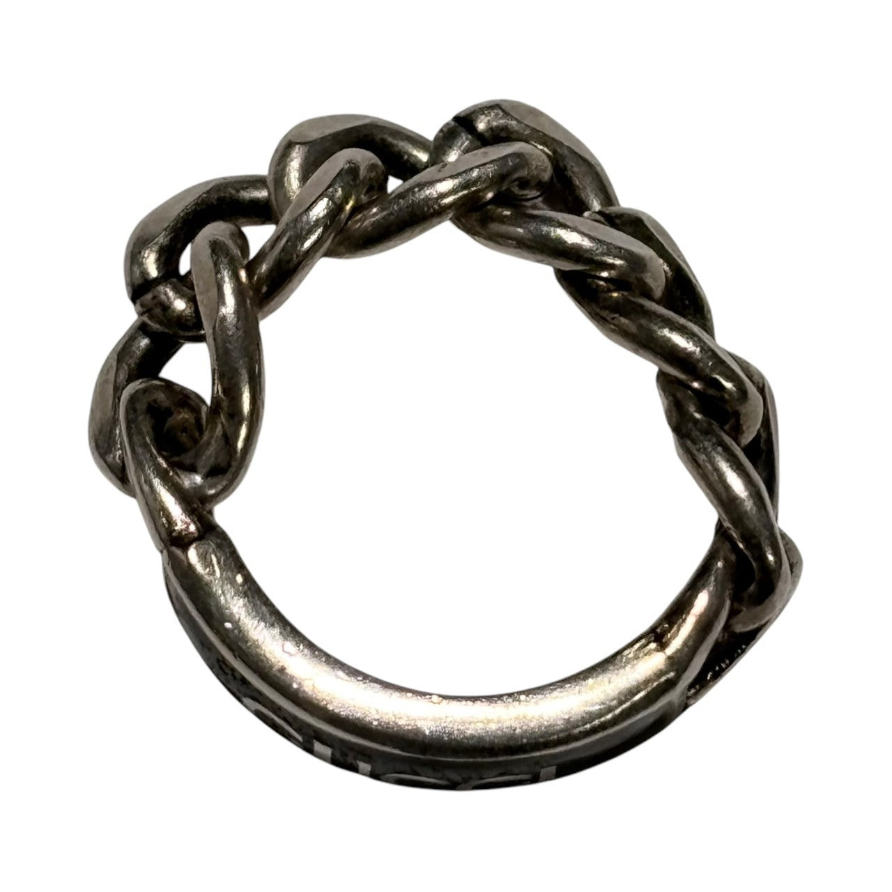 GUCCI(グッチ) 925 logo plated golmet chain ring 925 ロゴ プレート ゴルメット チェーン リング 678711 17号 シルバー 箱付