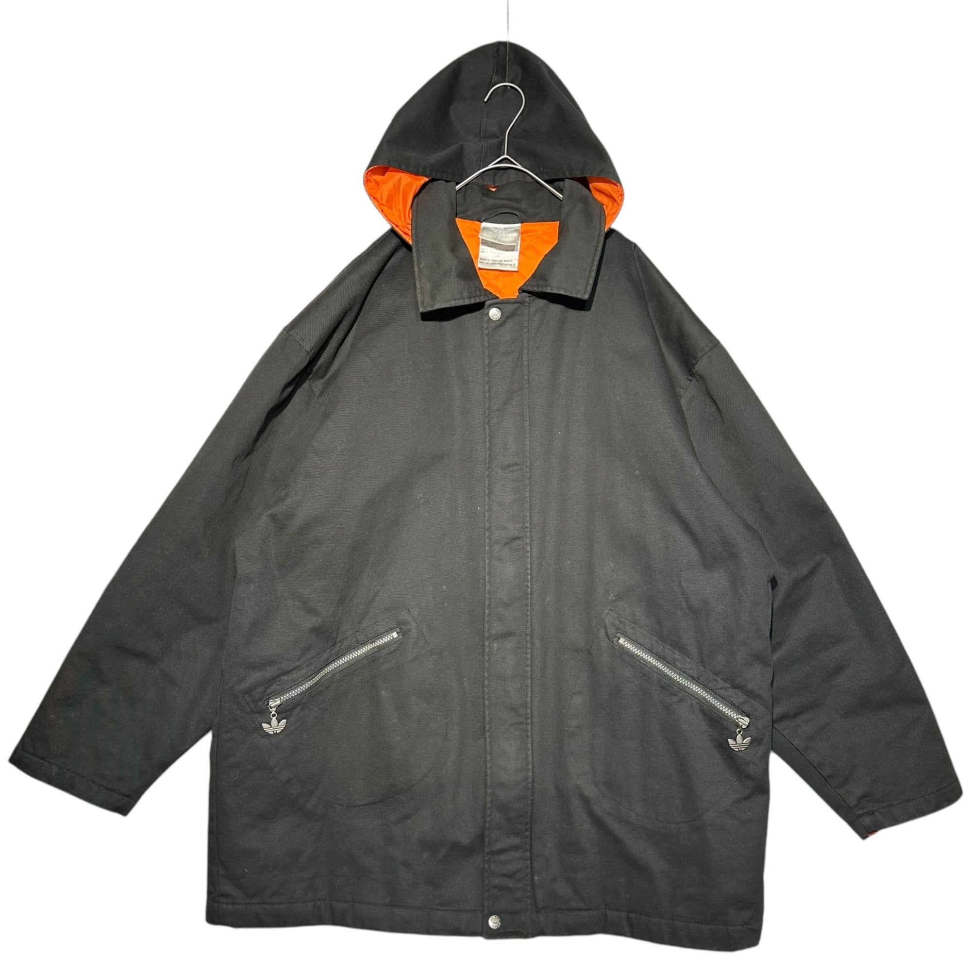adidas(アディダス) 90's back logo hooded jacket バックロゴ フーデット ジャケット L ブラック×オレンジ 万国旗タグ 90年代