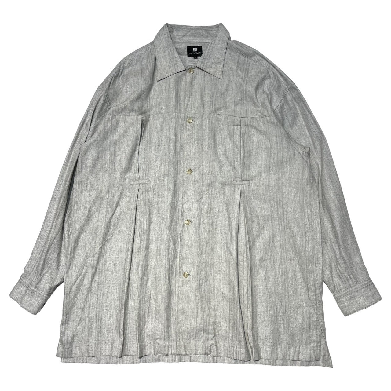 ISSEY MIYAKE(イッセイミヤケ) 80's ~ 90's design pocket striped shirt デザイン ポケット ストライプ シャツ M グレー 80年代 ~ 90年代 ヴィンテージ アーカイブ