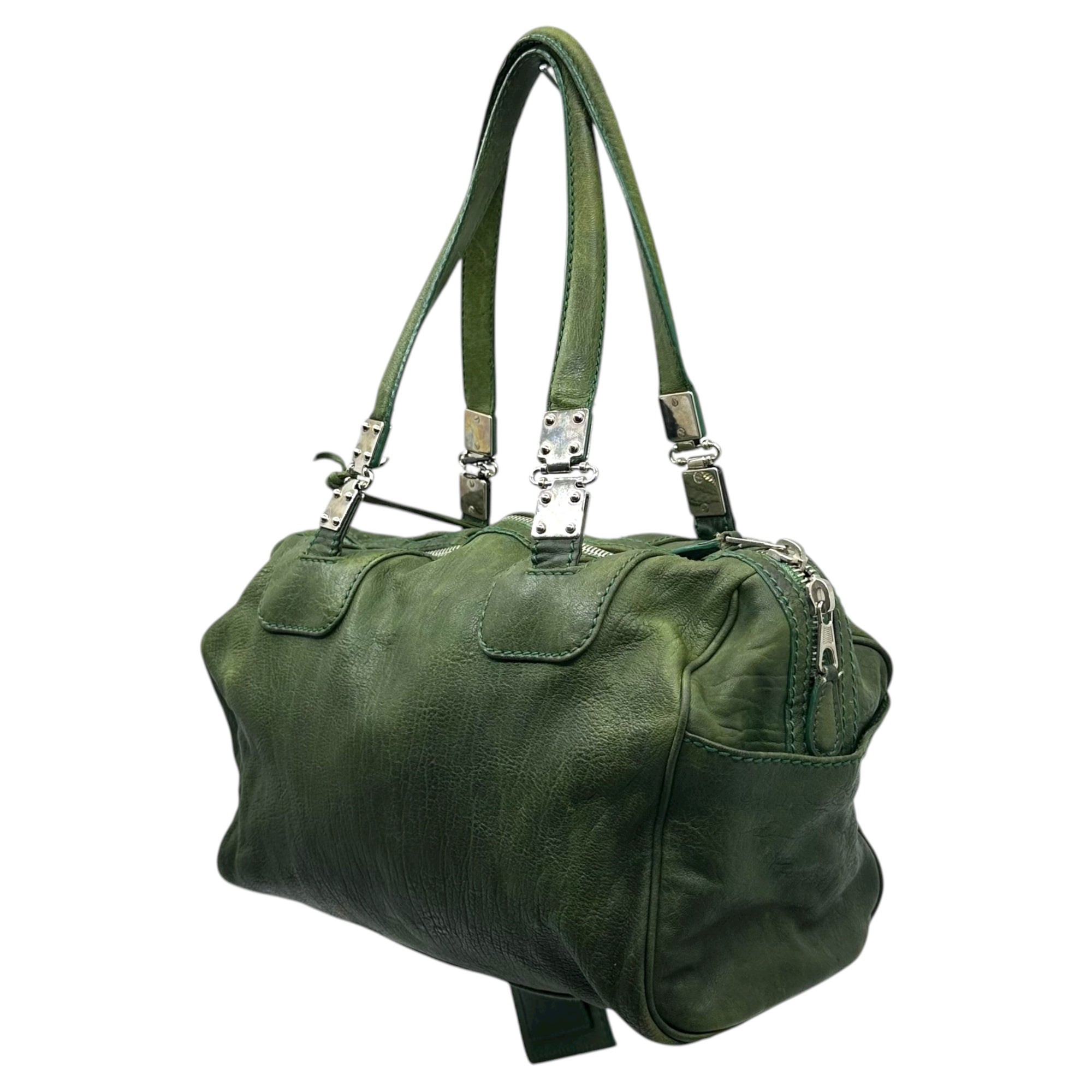 BALENCIAGA(バレンシアガ) 00's Logo Plate Leather Boston Bag 00年代 ロゴ プレート レザー ボストン バッグ 323587.3740 グリーン アーカイブ