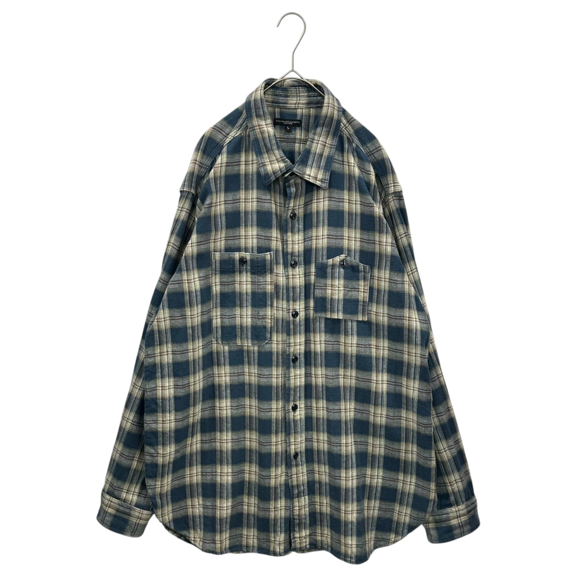 Engineered Garments(エンジニアードガーメンツ) 25AW Work Shirt - Cotton Plaid Jacquard ワーク シャツ L ブルー×ホワイト フランネル ネル 長袖 チェック