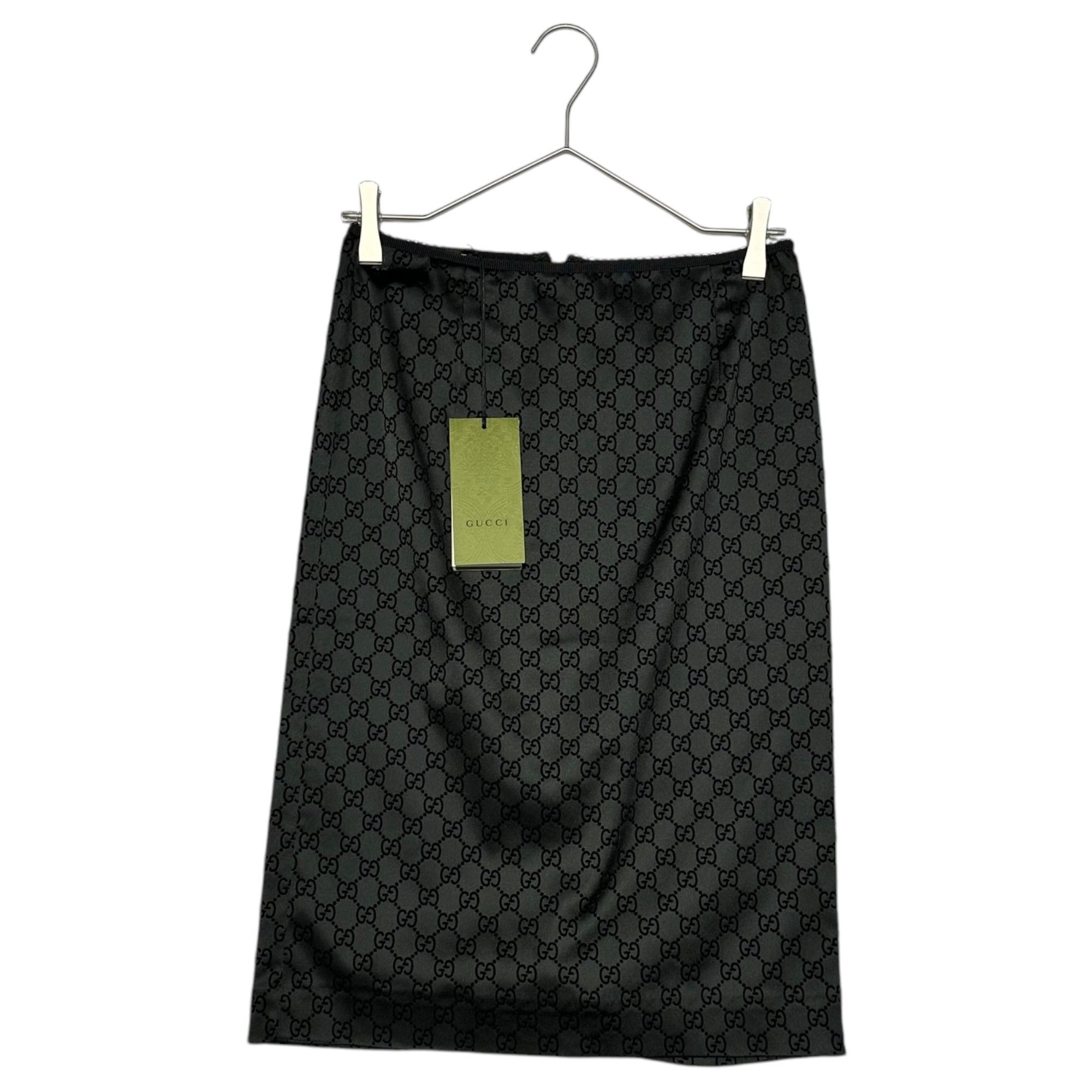 GUCCI(グッチ) 24SS GG printed duchess silk skirt GG プリント ダッチェス シルク スカート 764899 XS ブラック ストレッチ タイト ロゴ