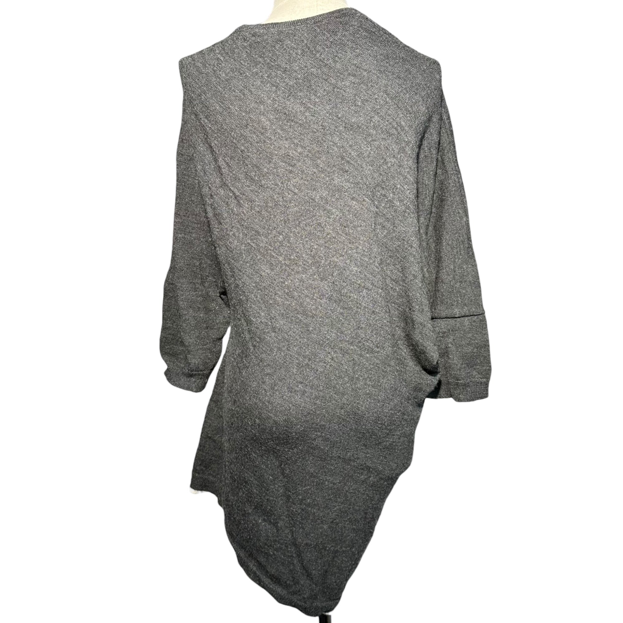 Y's(ワイズ) Hemline V-neck Asymmetric Knit 裾ライン Vネック 変形 ニット YN-K28-179 3(L程度) チャコールグレー×オフホワイト