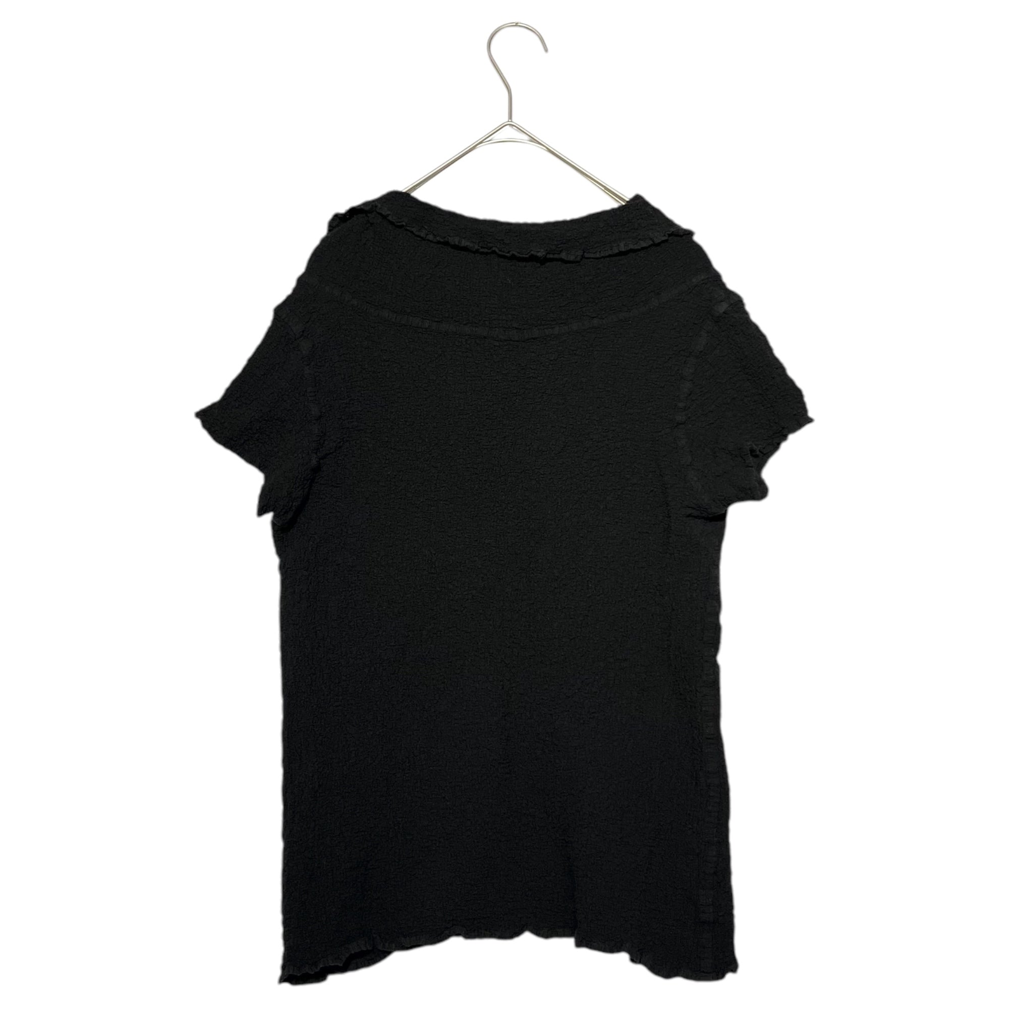 me ISSEY MIYAKE(ミーイッセイミヤケ) Wrinkled high neck short sleeve cut and sew knit シワ加工 ハイネック 半袖 カットソー ニット プリーツ MI34FM007 FREE ブラック