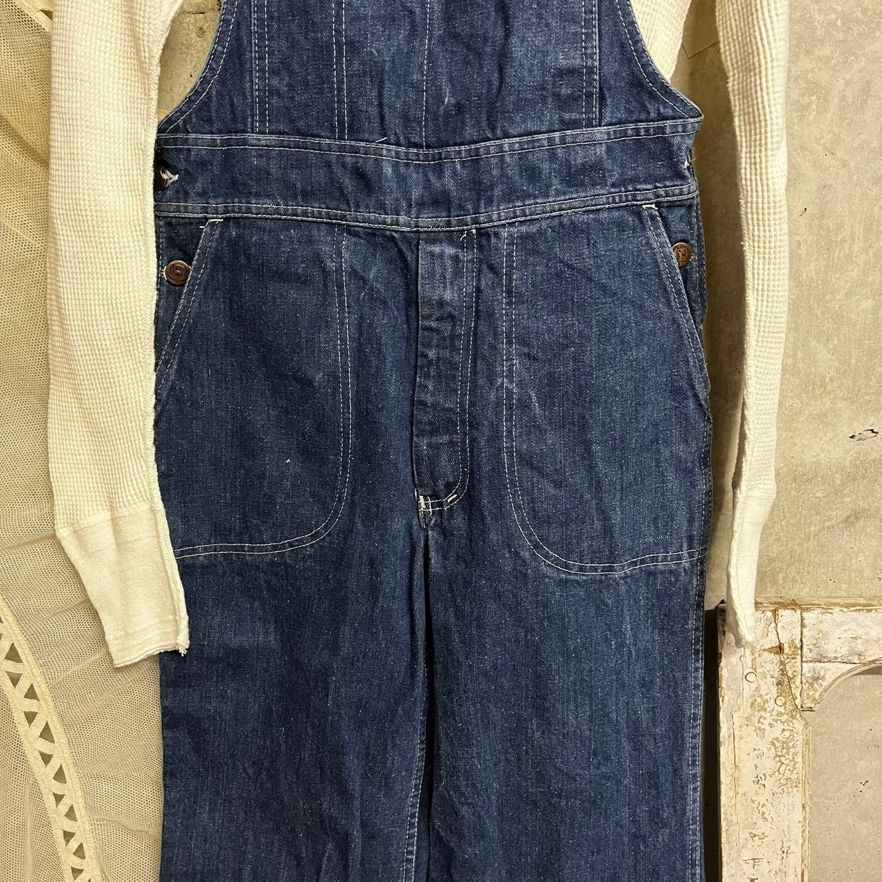 Euro vintage(ヨーロッパヴィンテージ) Lee corper 80's~インディゴデニム オーバーオール コットン100% S~Mサイズ程度 インディゴ