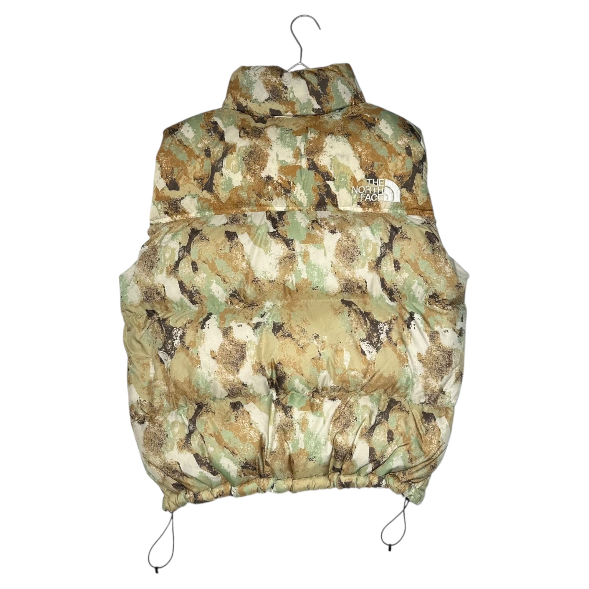 THE NORTH FACE(ノースフェイス) NV NUPTSE VEST ノベルティー ヌプシ ダウンベスト 総柄 ジップアップ ND92339 M ベージュ×グリーン