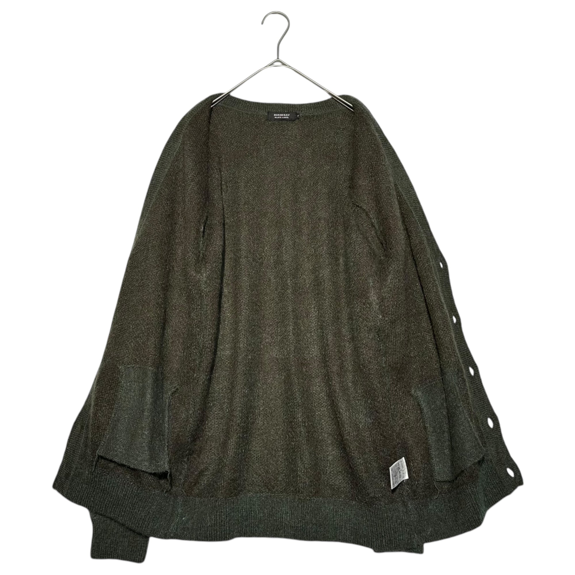 BURBERRY BLACK LABEL(バーバリーブラックレーベル) 50% mohair plaid cardigan 50% モヘヤ チェック柄 カーディガン L カーキ