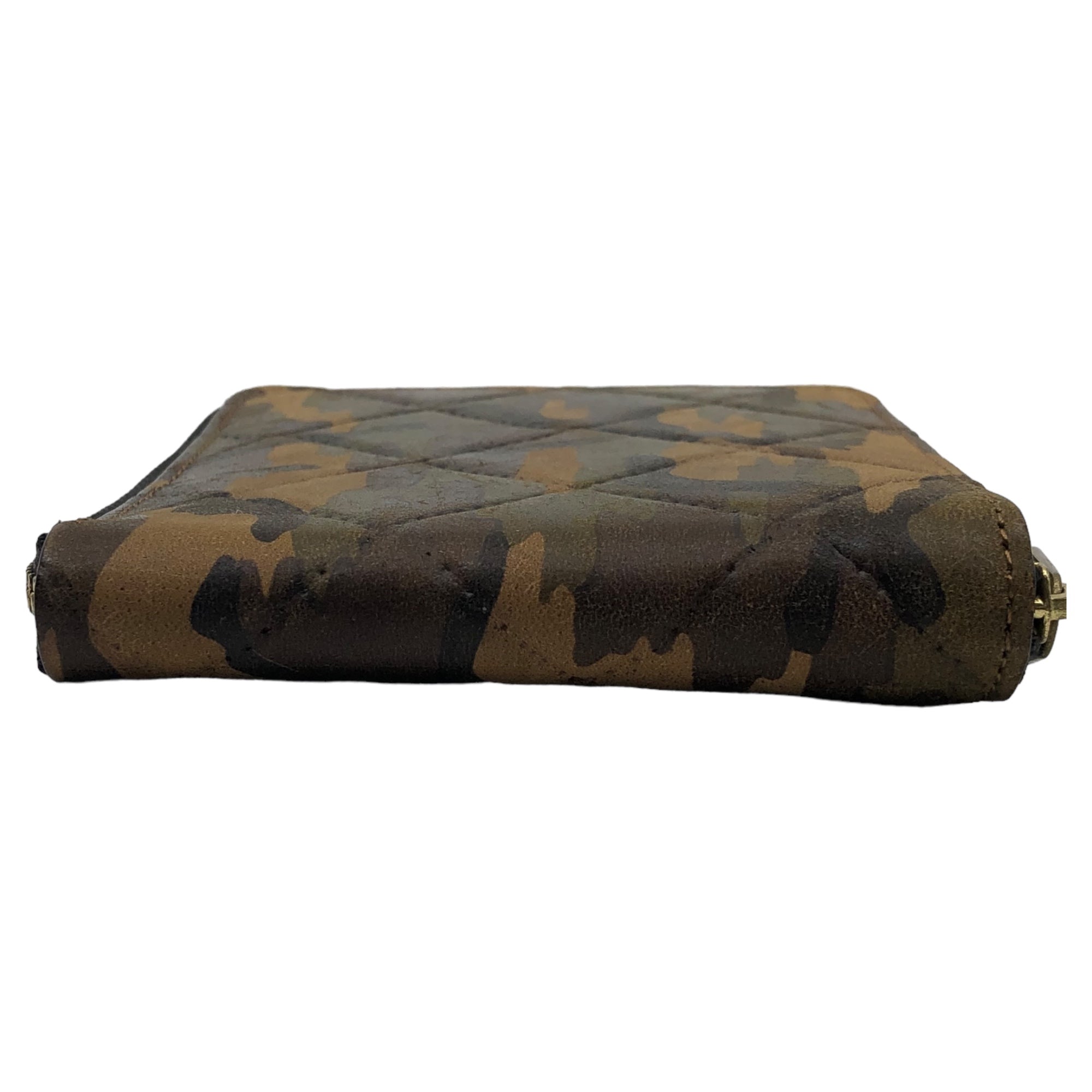 GNUOYP(ニュピ) Round zipper camouflage quilted wallet ラウンドファスナー カモフラ コンパクト ウォレット カーキ 2つ折り 財布
