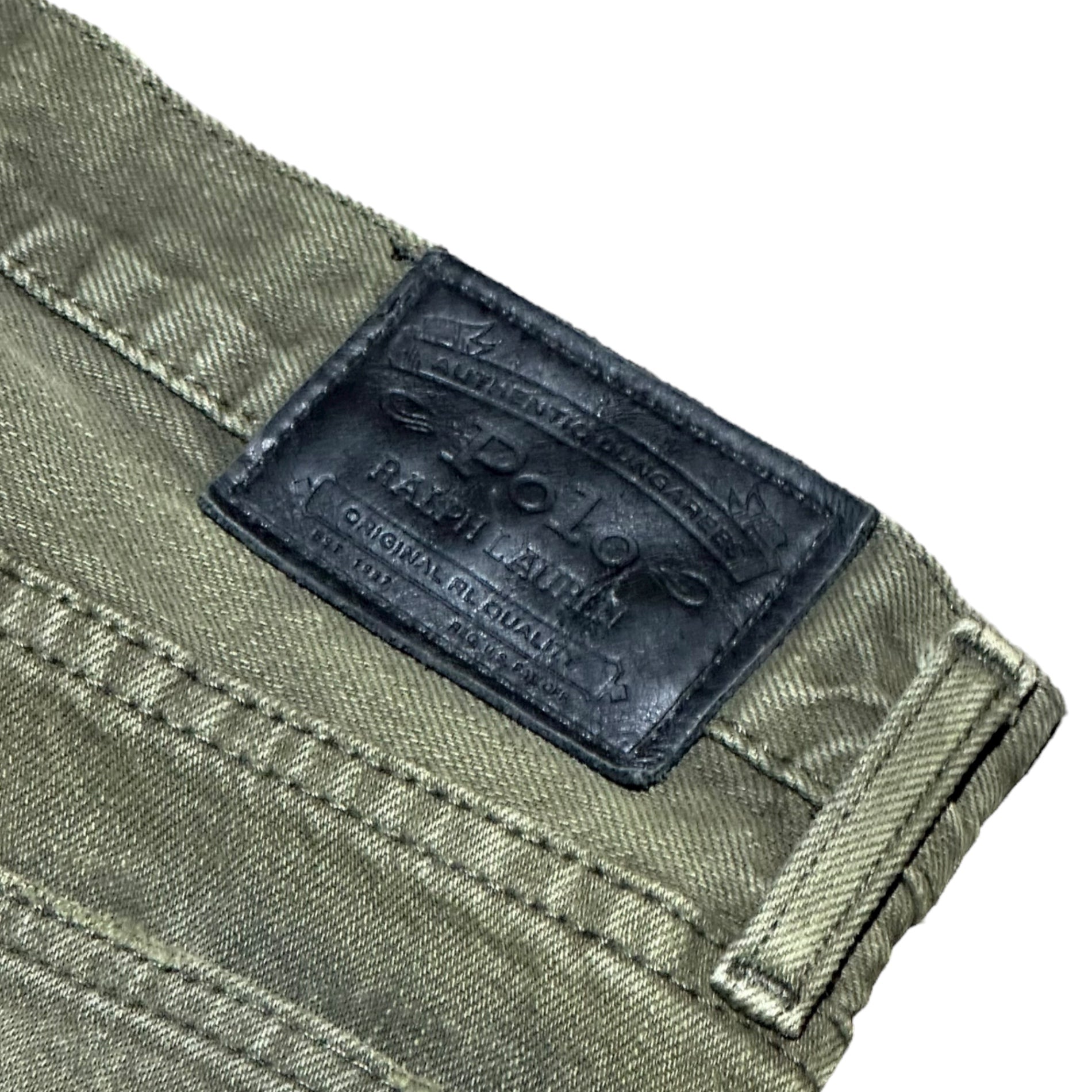 POLO RALPH LAUREN(ポロラルフローレン) Hem Zip Biker Denim Pants 裾 ジップ バイカー デニム パンツ 710562583003 W32 カーキ