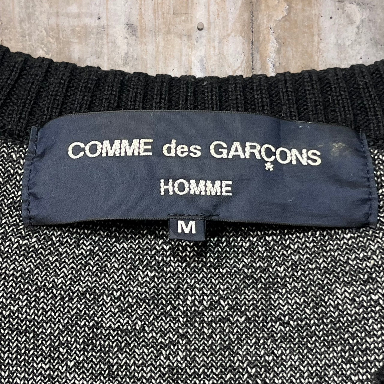 COMME des GARCONS HOMME(コムデギャルソンオム) 05AW ”C.G.D.H.”back logo zip cardigan/バックロゴジップカーディガン HP-N017 SIZE M ブラック×ホワイト AD2005