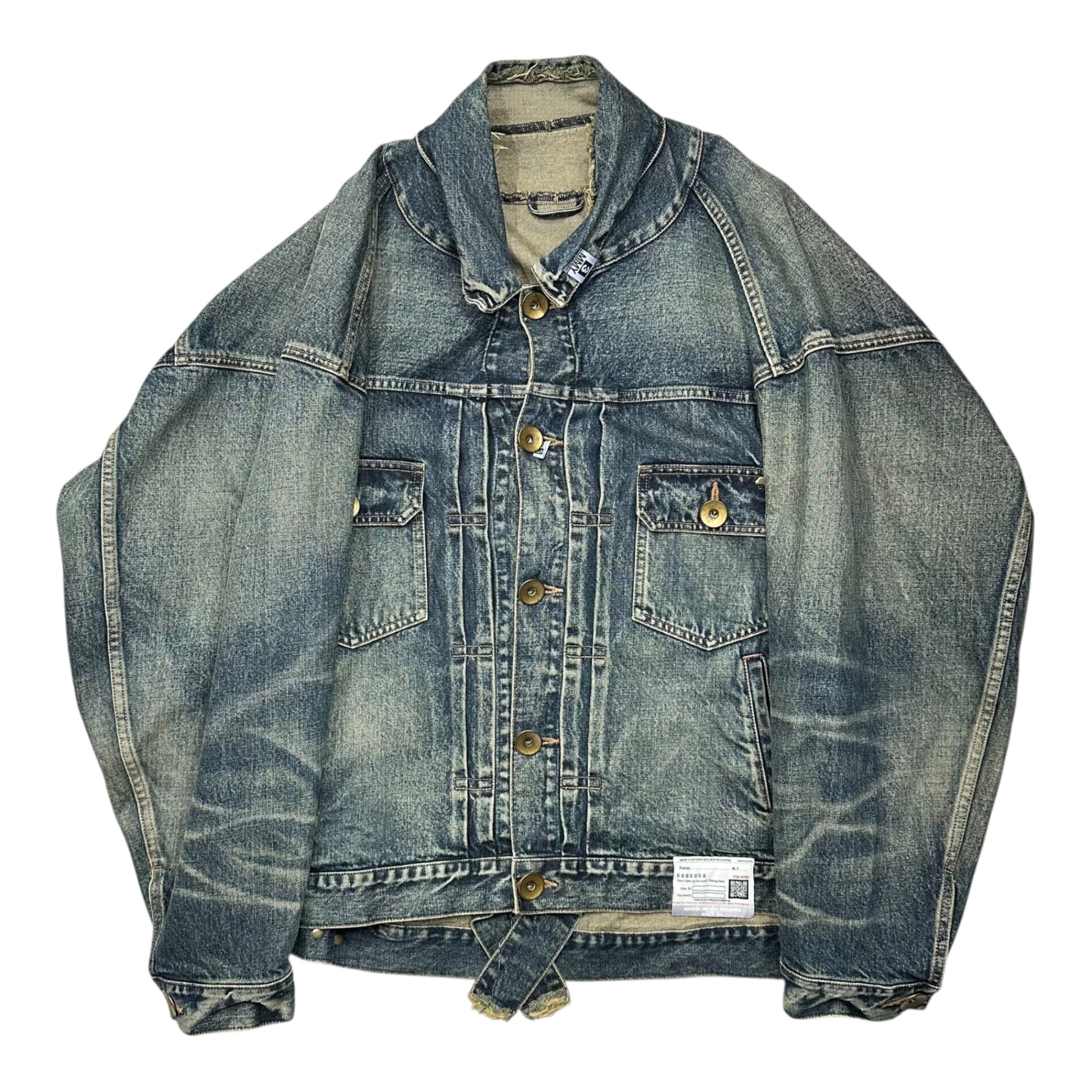 Maison MIHARA YASUHIRO(メゾンミハラヤスヒロ) 23SS Opened Facing Denim Jacket オープン フロント デニム ジャケット A10BL022 46(S) インディゴ