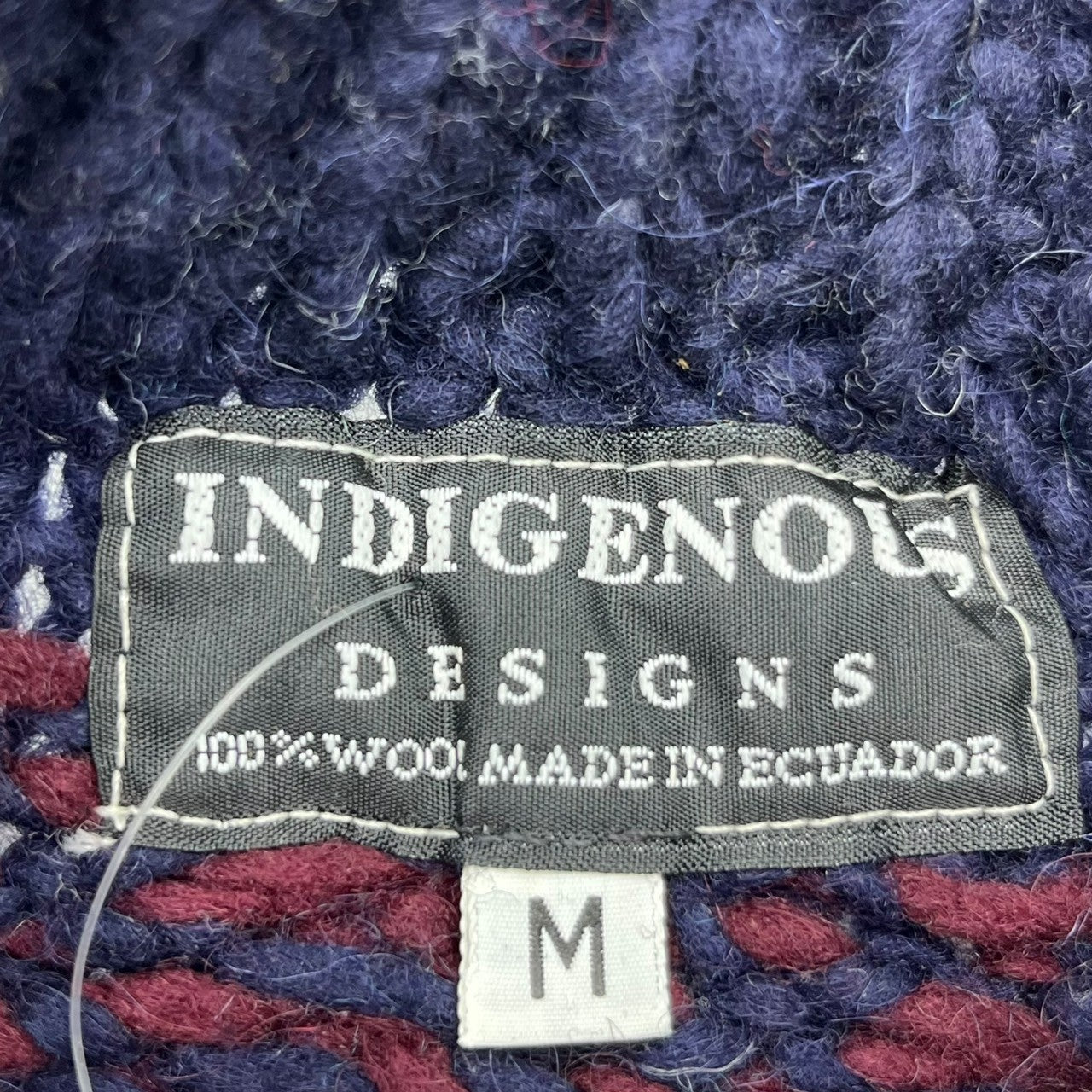 INDIGENOUS DESIGNS(インディアンデザインズ) Ecuador made Indian low gauge knit エクアドル製 インディアン ローゲージ ニット M ネイビー×グリーン 環境保護 サスティナブル オーガニック