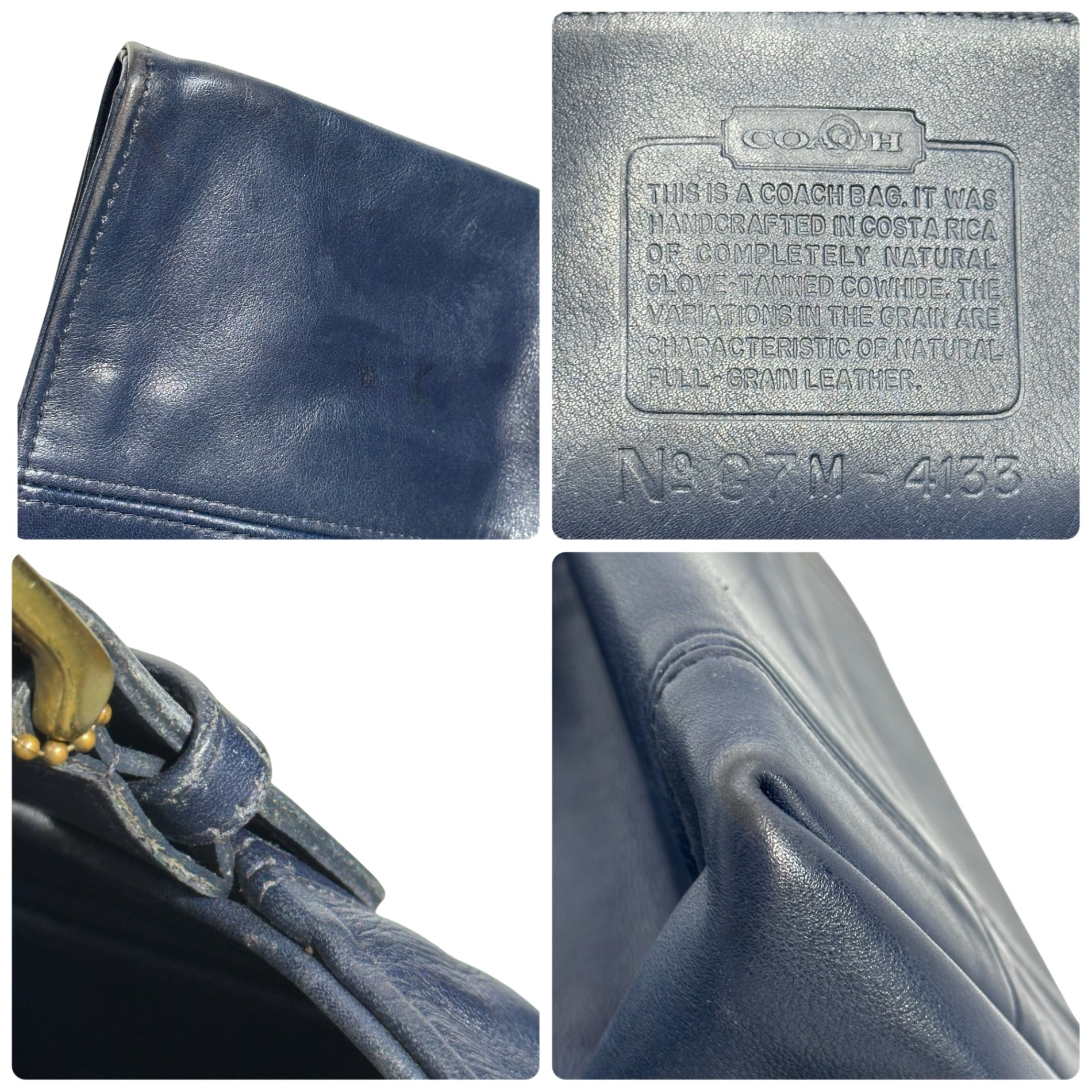 OLD COACH(オールドコーチ) Leather Mini Tote Bag レザー ミニ トート バッグ 4133 ネイビー ハンド