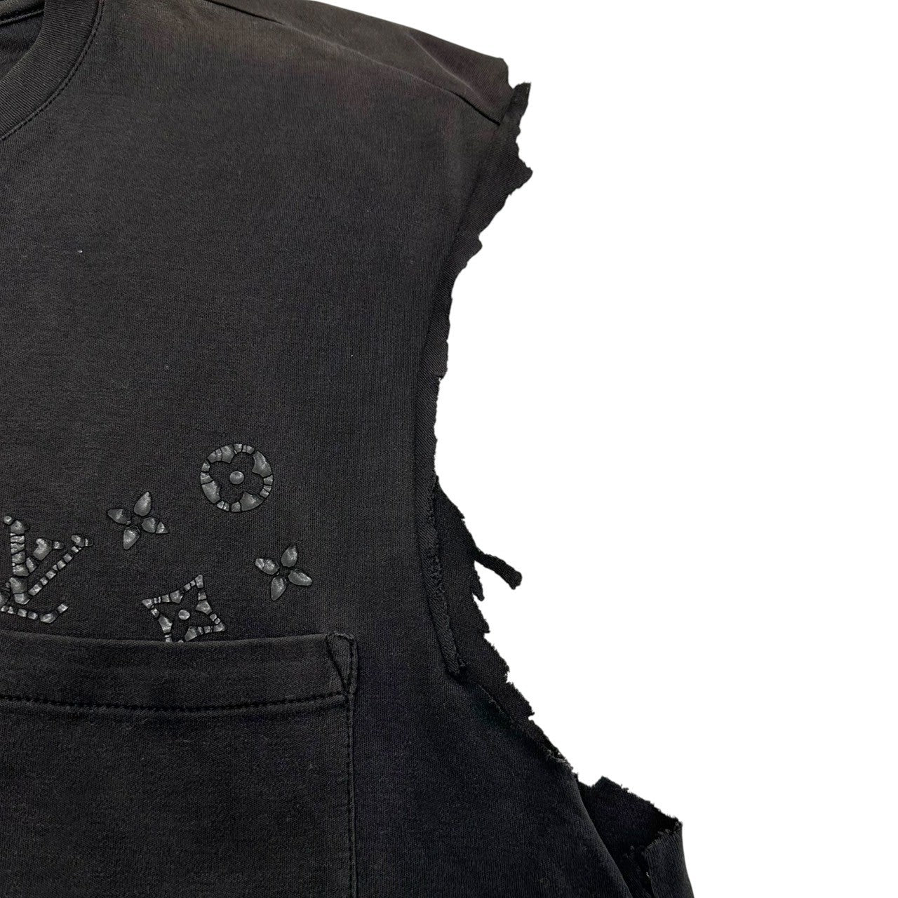 LOUIS VUITTON(ルイヴィトン) Cut-off Custom Monogram Print Pocket Sleeveless T-shirt カットオフ カスタム モノグラムプリント ポケット ノースリーブ Tシャツ S ブラック