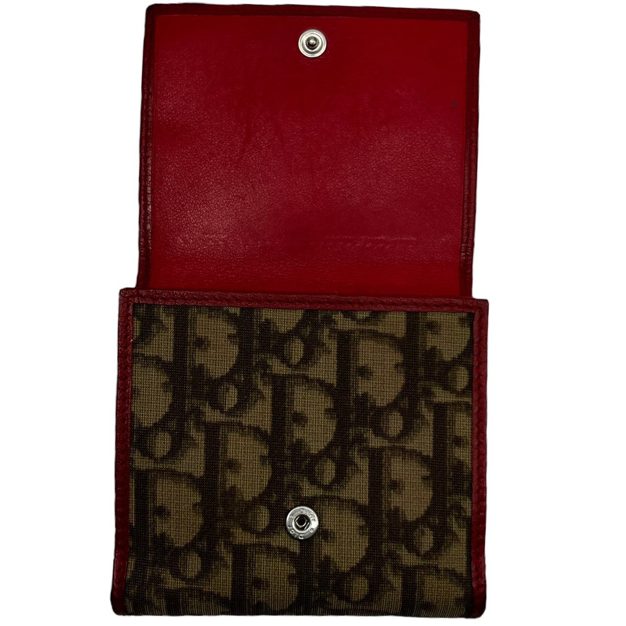 Christian Dior(クリスチャンディオール) トロッター ミニ財布 2つ折り財布 ベージュ レッド×グリーン×イエロー ラスタカラー