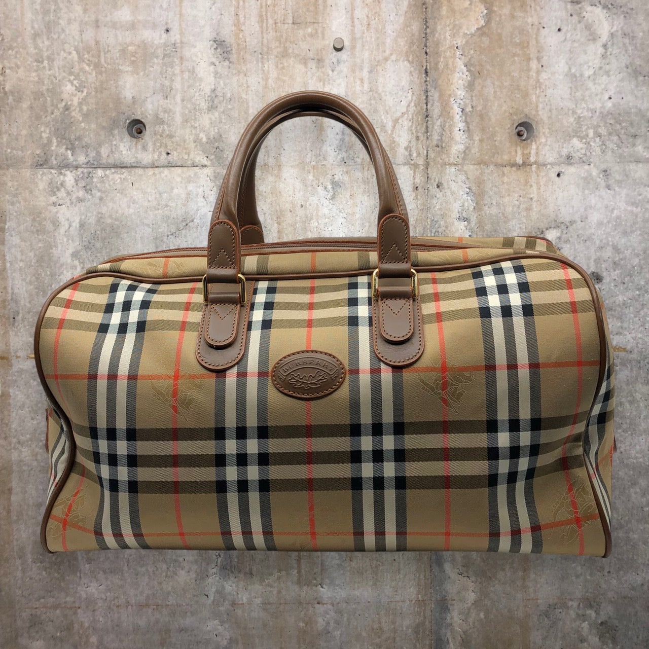 Burberry バーバリー ボストンバッグ 振り落とせ チェック柄 中型  