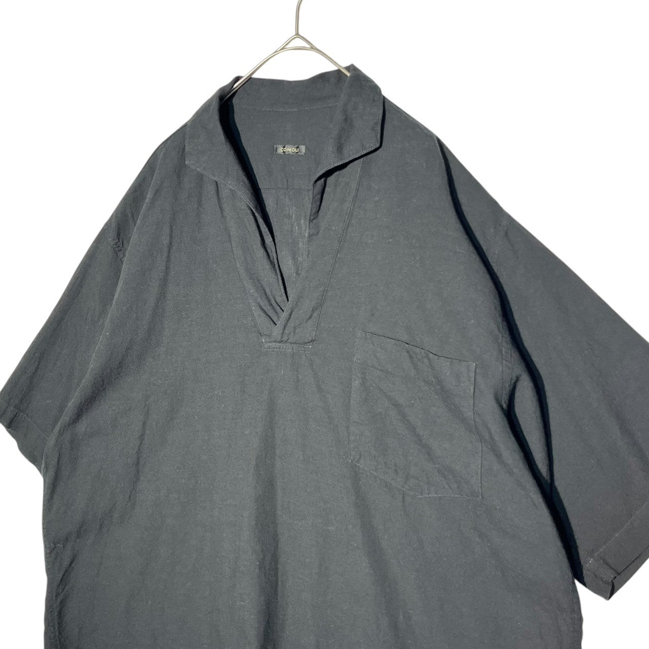 COMOLI(コモリ) 22SS Betashan Skipper S/S Shirt ベタシャン スキッパー半袖シャツ V01-02017 1(S程度) ブラック コットン