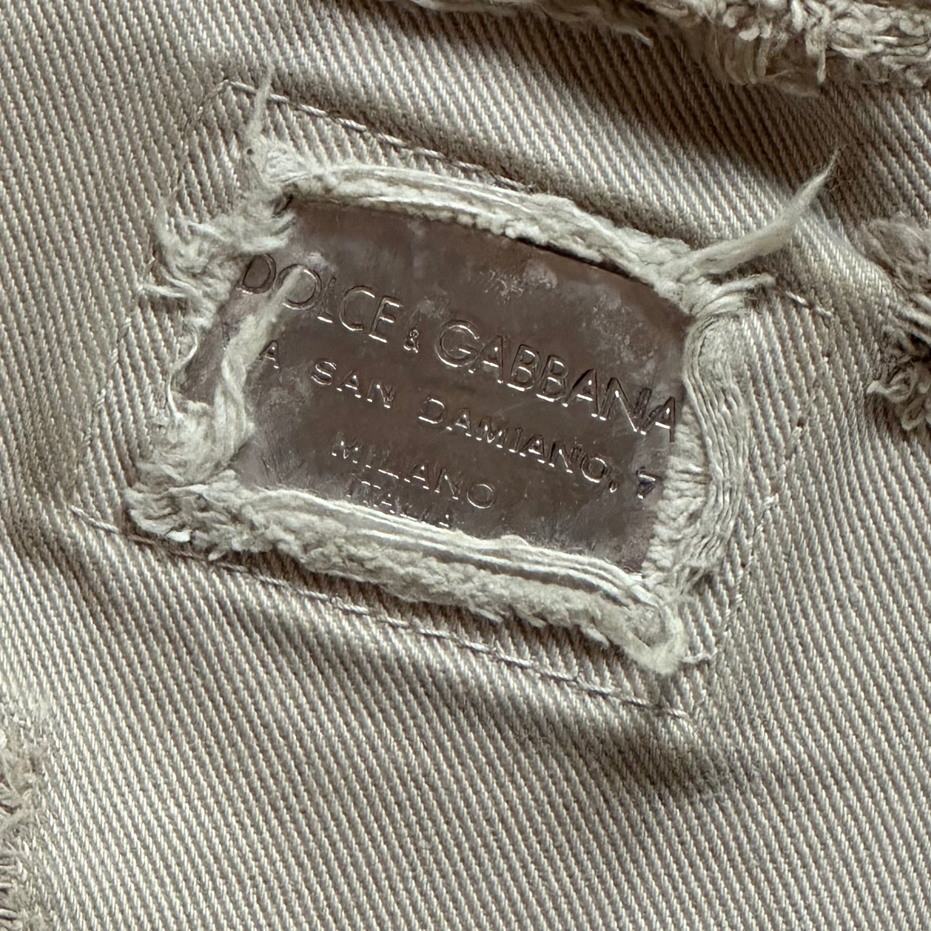 DOLCE&GABBANA(ドルチェ&ガッバーナドルガバ) Double-Waist Destroyed Denim Pants ダブルウエスト デストロイ デニム パンツ G46CLT/G9K22 44 ベージュ×ネイビー