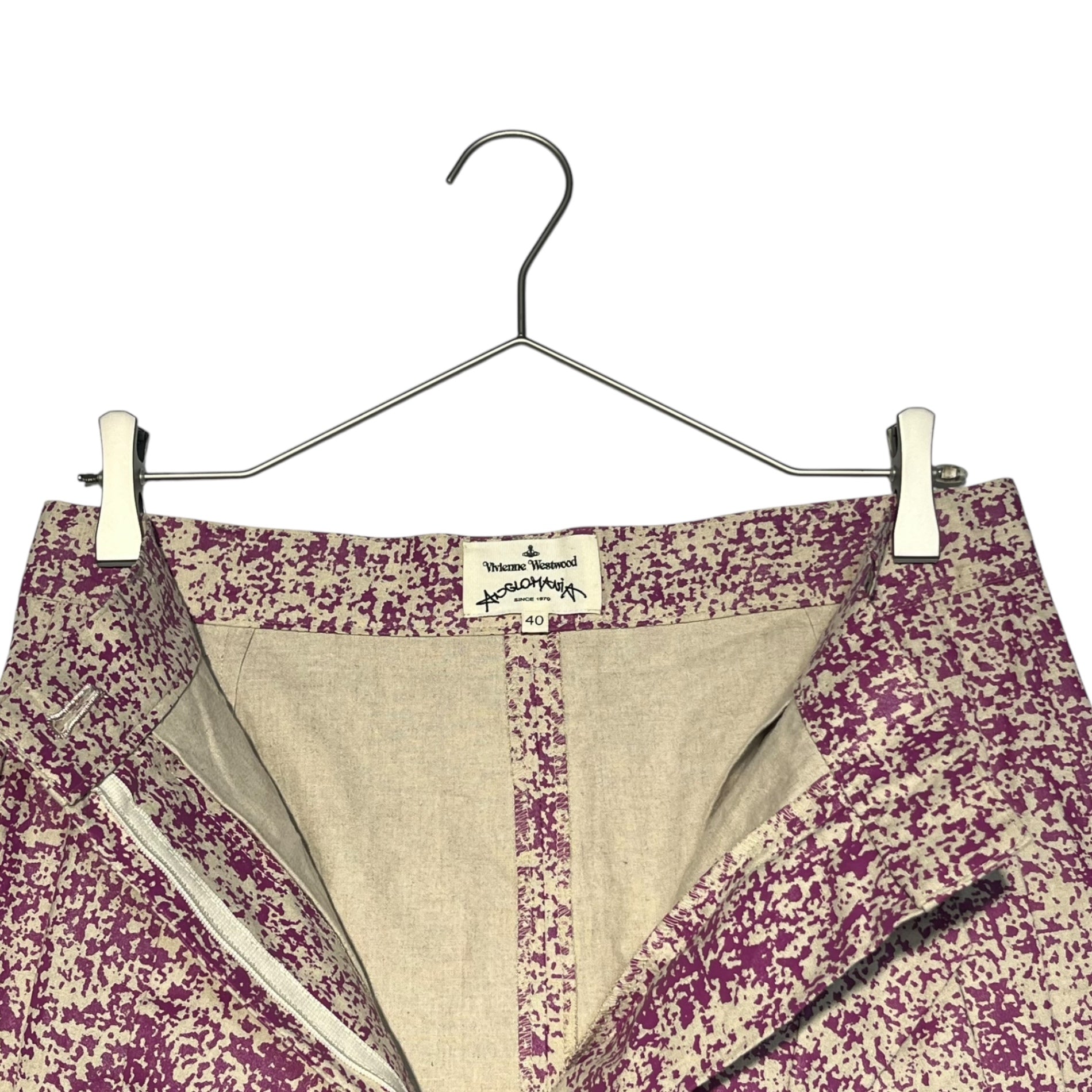 Vivienne Westwood ANGLOMANIA(ヴィヴィアンウエストウッドアングロマニア) Mosaic camo tuck slim pants モザイクカモ タック スリム パンツ 15-01-742010 40(L) グレー×パープル