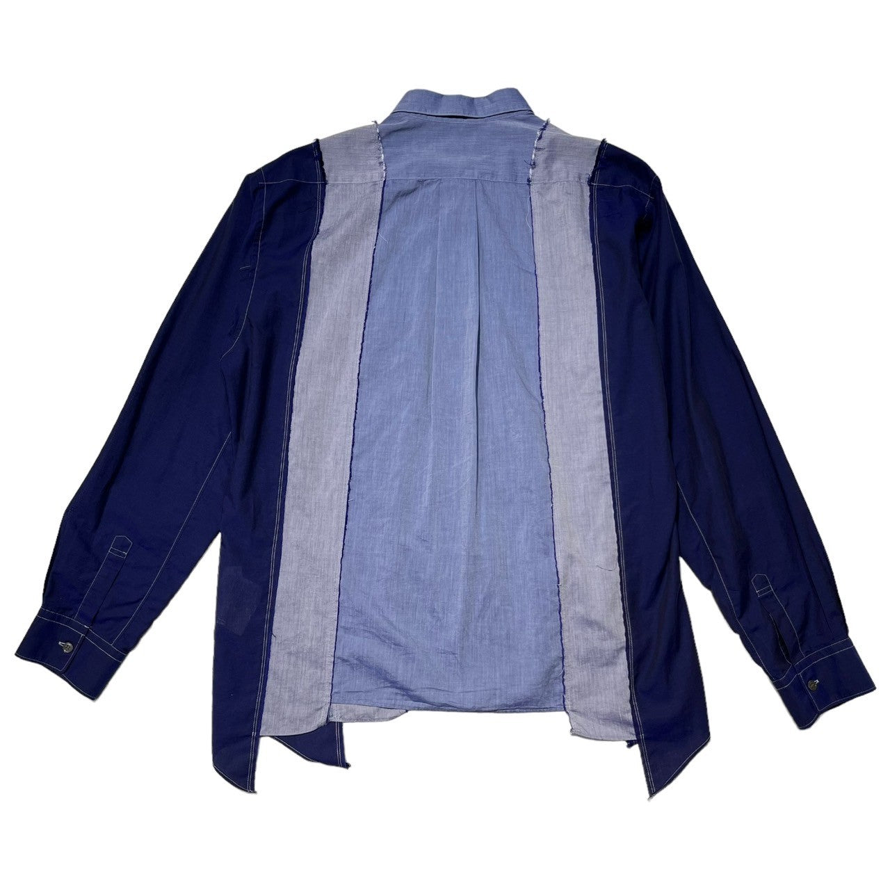 COMME des GARCONS SHIRT(コムデギャルソンシャツ) reconstructed ove rshirt 再構築 長袖 シャツ S17035 L ネイビー×スカイブルー フランス製