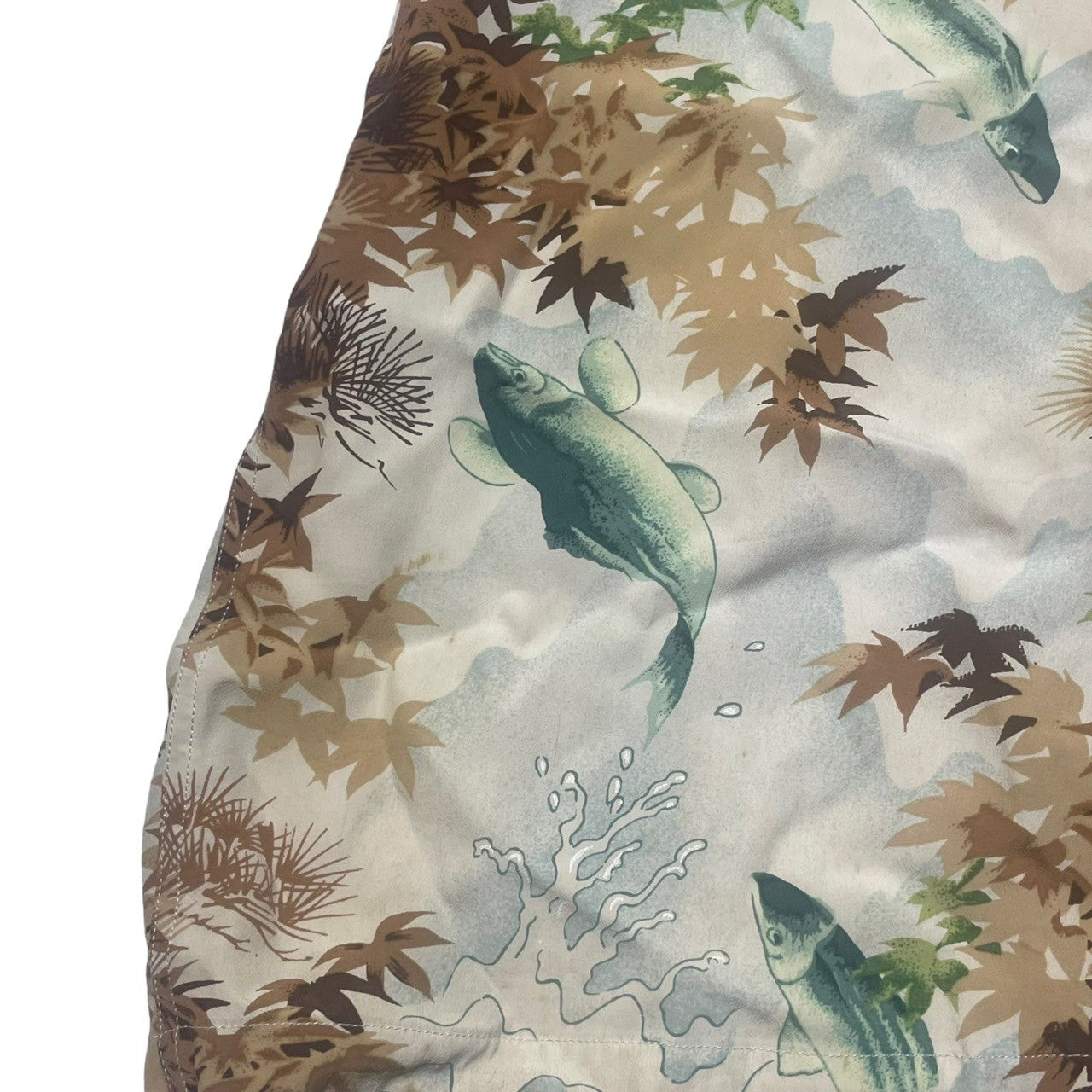 SUN SURF(サンサーフ東洋) RAYON S/S "WILD SWEETFISH" 鮎 アロハ シャツ レーヨン オープンカラー 半袖 SS33333 M ブラウン×アイボリー