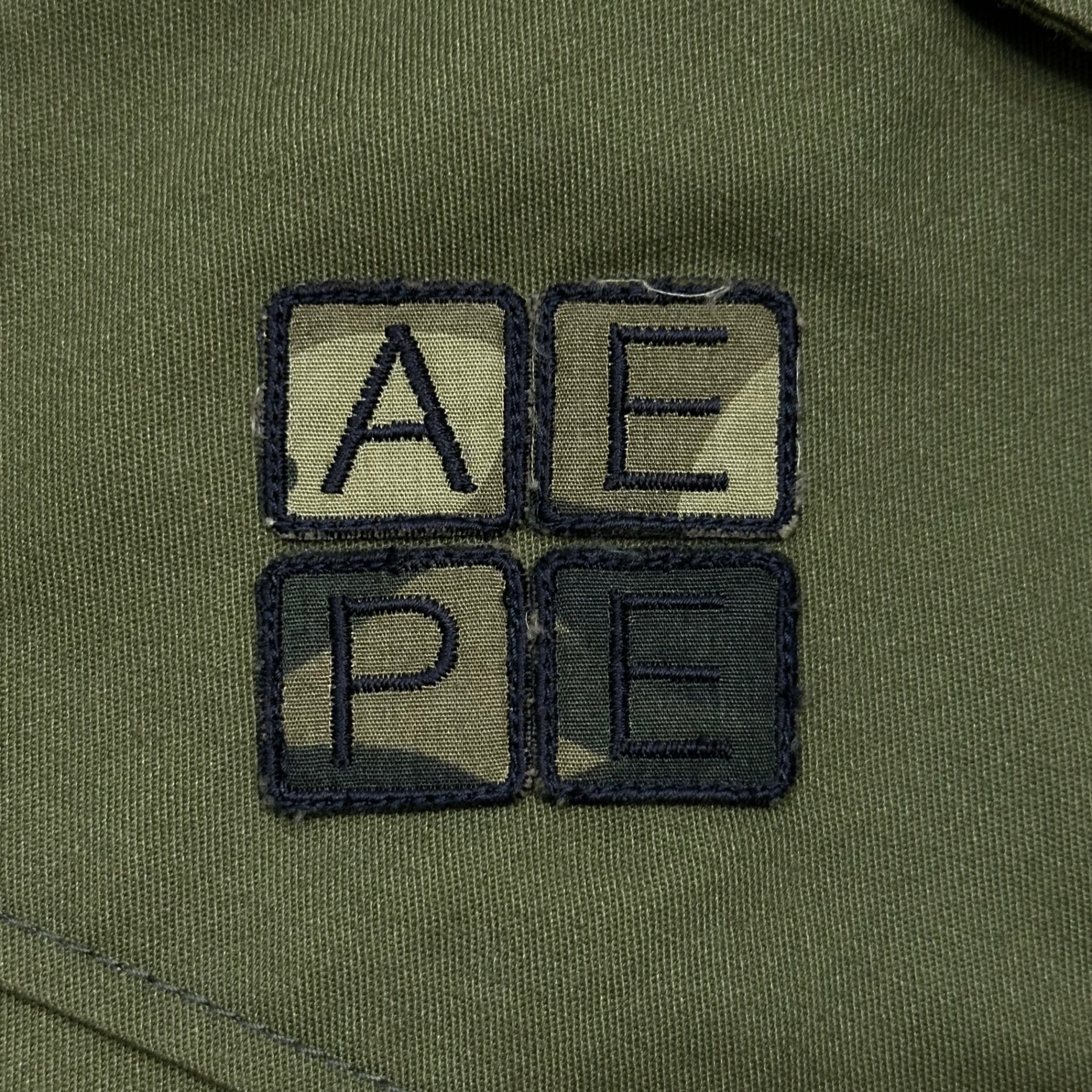 A BATHING APE(アベイシングエイプ) 00's FELLOWSHIP BAPE CAMP BOY SCOUT SHIRT ワッペン 半袖 ボーイ スカウト シャツ M オリーブ