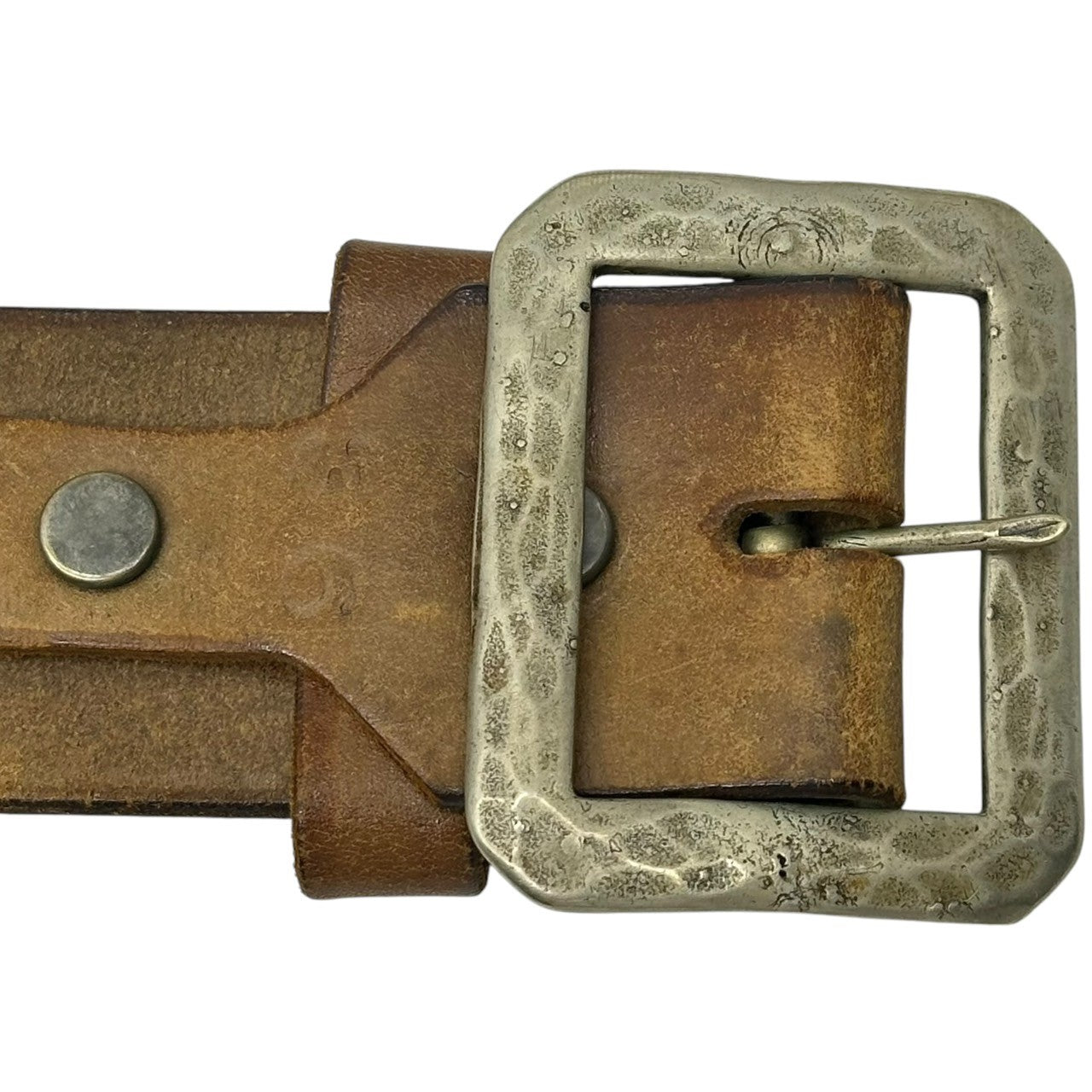 TENDERLOIN(テンダーロイン) HTC T-STUD BELT スタッズ レザー ベルト 本革 36 ブラウン×シルバー 廃番ブランド 稀少品