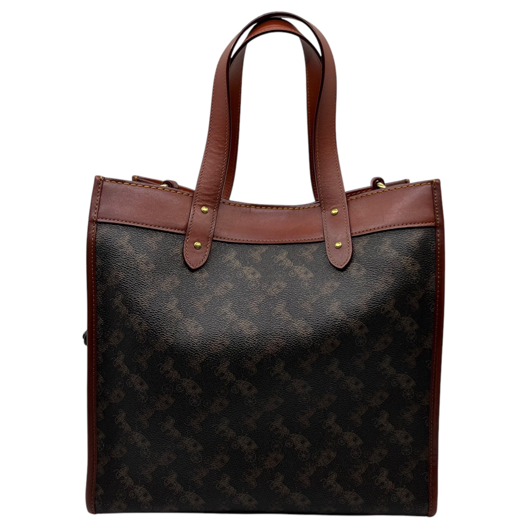 COACH(コーチ) Field tote NY フィールド トート 2WAY ショルダー バッグ C0768 ブラウン×ベージュ ハンド リンゴ ニューヨーク 限定 チャーム付