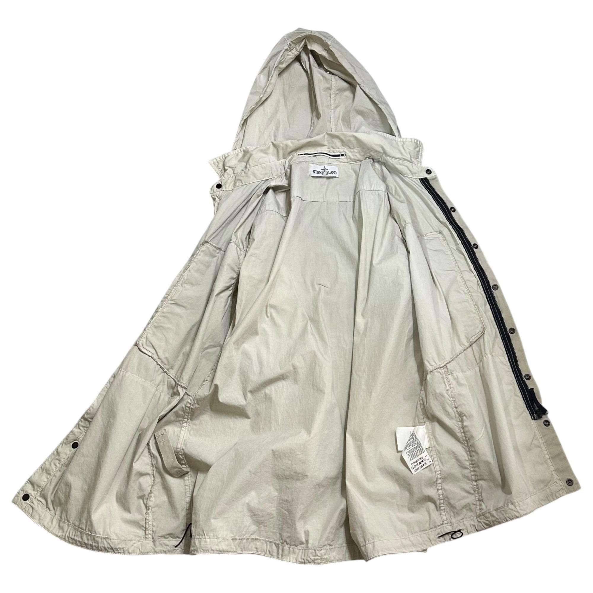 STONE ISLAND(ストーンアイランド) 12SS GARMENT DYED CO/NY HOODED OVERSHIRT ガーメントダイ コットン ナイロン フーデット シャツ 561510820 XL アイボリー マウンテンパーカー ジャケット パーカー