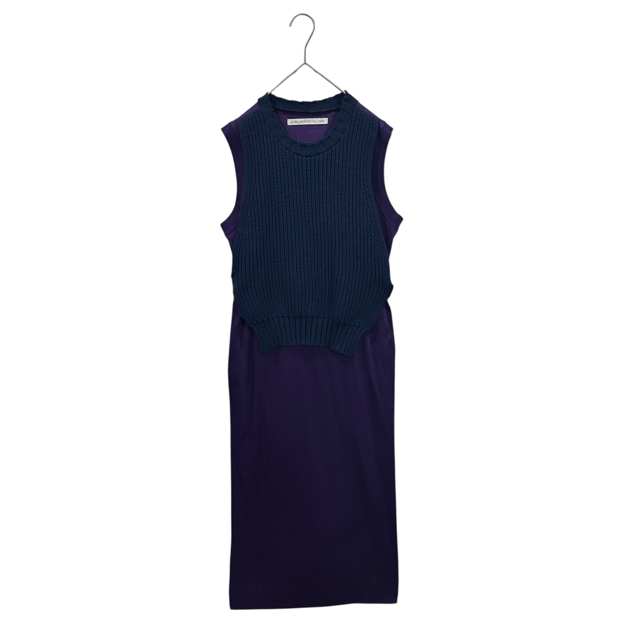 JOHN LAWRENCE SULLIVAN(ジョンローレンスサリバン) Knit Docking Sleeveless Dress ニット ドッキング ノースリーブ ワンピース 3C009-0518-58 FREE パープル
