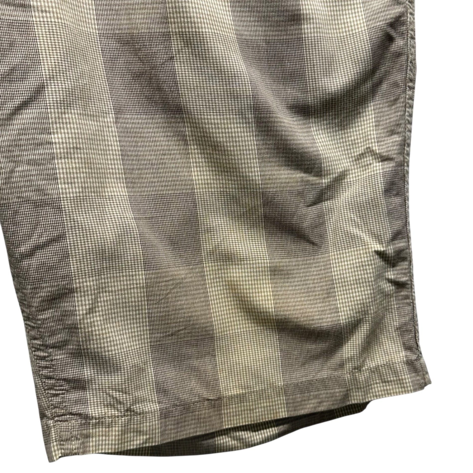 GOODENOUGH(グッドイナフ) 90's Back GE Print Check Easy Shorts 90年代 バック プリント チェック イージー ショーツ ハーフパンツ M ブラウン 90年代オリジナル 藤原ヒロシ