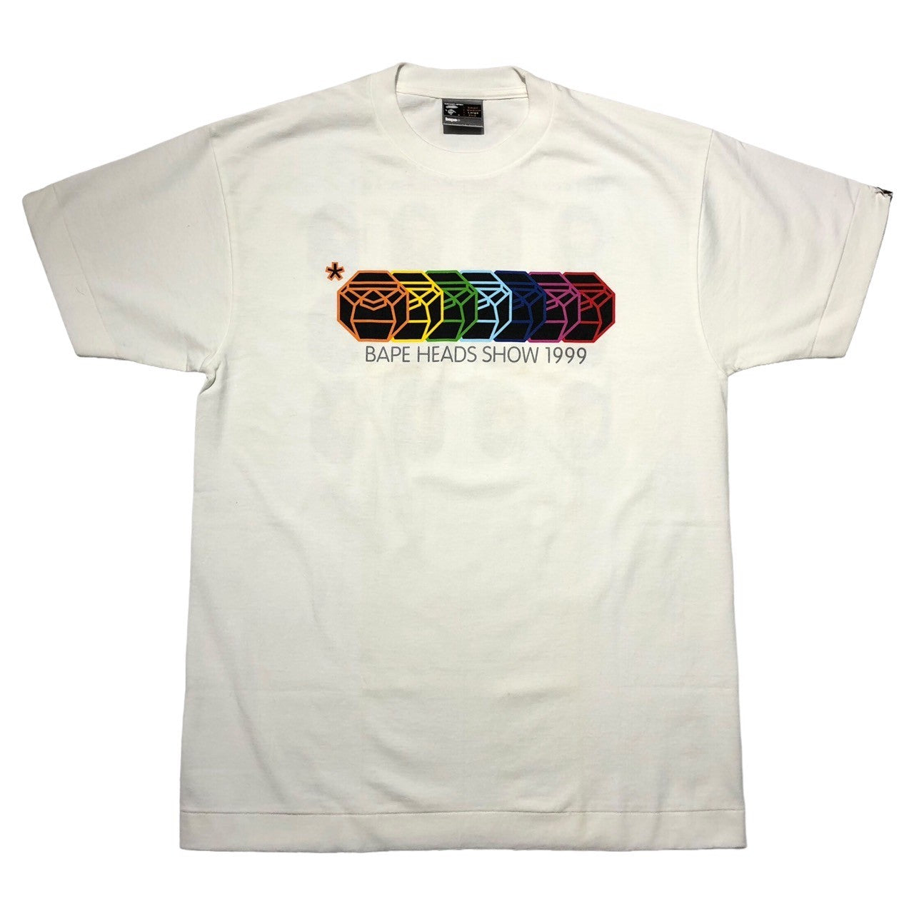A BATHING APE(アベイシングエイプ) 90's BAPE HEADS SHOW 1999 Tee プリント Tシャツ L ホワイト Welcome to The Bape World 90年代 アーカイブ