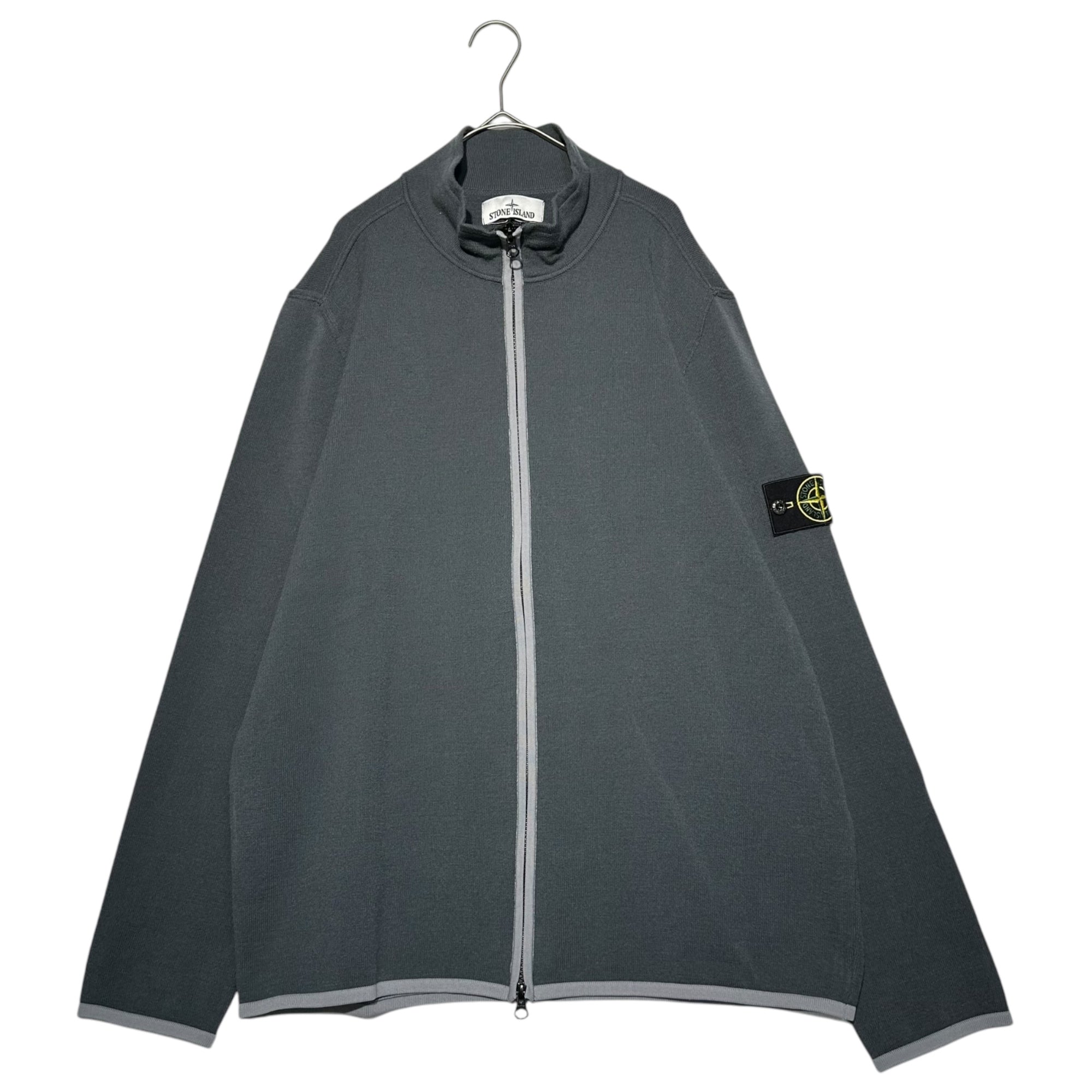 STONE ISLAND(ストーンアイランド) 23AW Compass-Patch High-Neck Zipped Cardigan Jacket ドライバーズ ニット 7915503A1 XXL グレー ニット ブルゾン カーディガン ジャケット