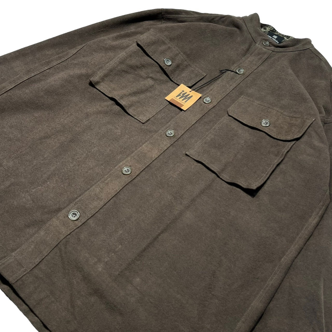 ISSEY MIYAKE(イッセイミヤケ) 80's ~ 90's Heavyweight cotton band collar flannel shirt ヘビー ウェイト バンドカラー コットン フランネル シャツ ハミルトン社製 I61733-B M ブラウン イッセイミヤケ