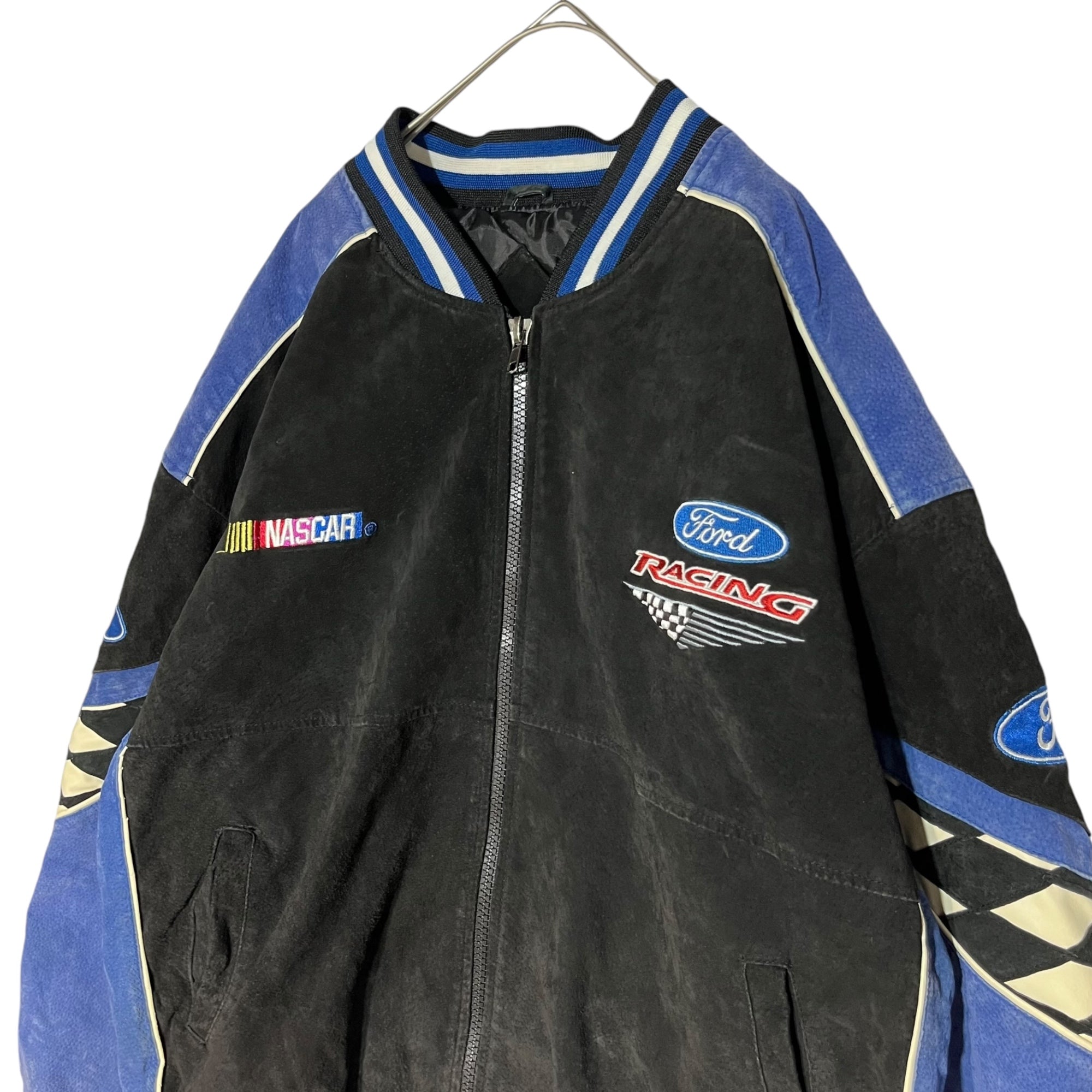 ESSEX(エセックス) 90's "Ford Racing" フォード レーシング スエード スウェード レーシングジャケット 90年代 L ブラック×ブルー