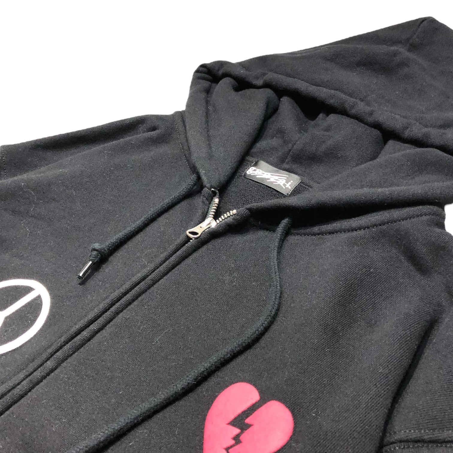 genzai(ゲンザイ) who28 genzai Zip Hoodie ワッペン ジップ パーカー XL ブラック 完売品 ハート ドクロ