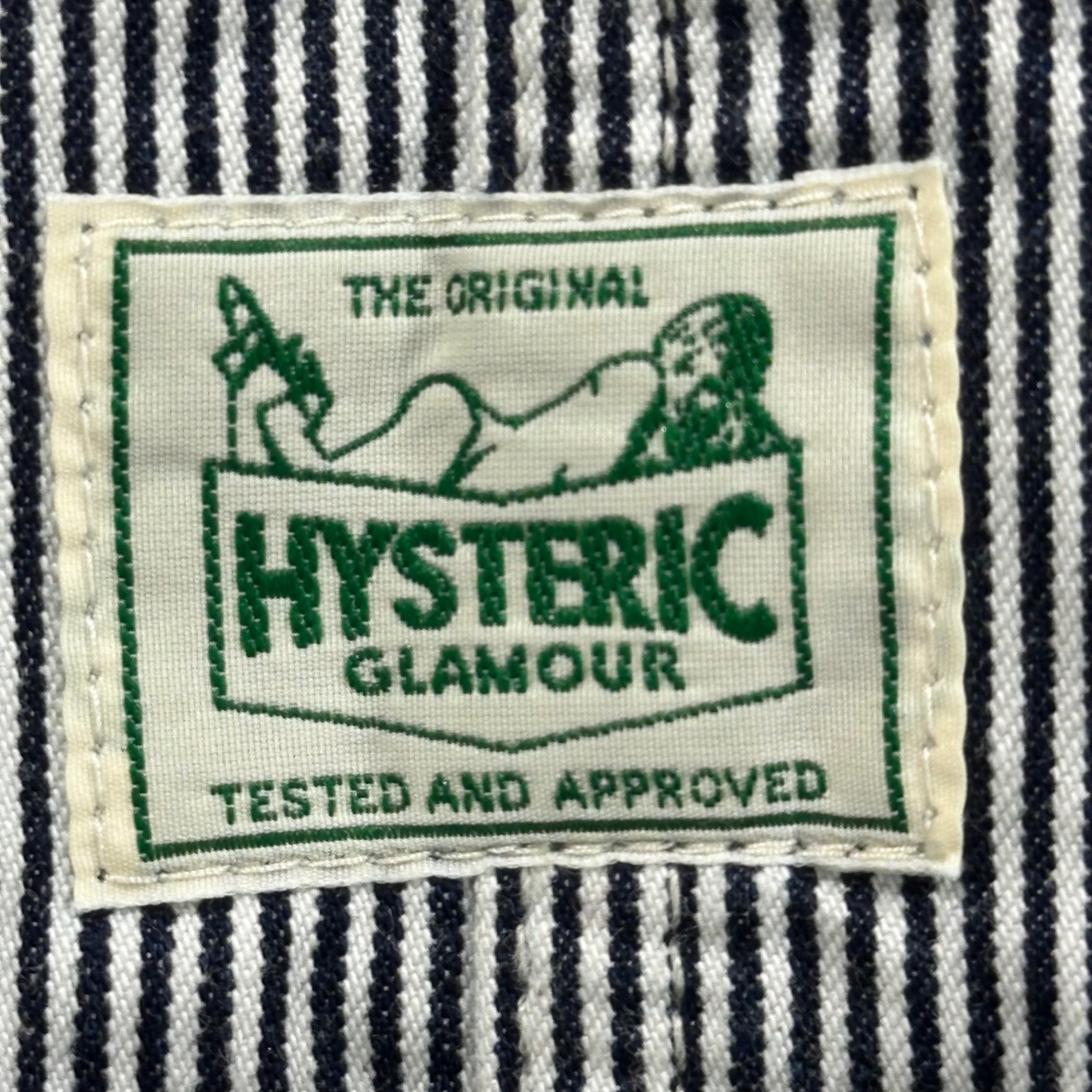 HYSTERIC GLAMOUR(ヒステリックグラマー) 2022SS Maxi-length Hickory Jumper Skirt マキシ ヒッコリー ジャンパー スカート ワンピース 01221AS02 S インディゴ×ホワイト 参考定価41,800円(税込)