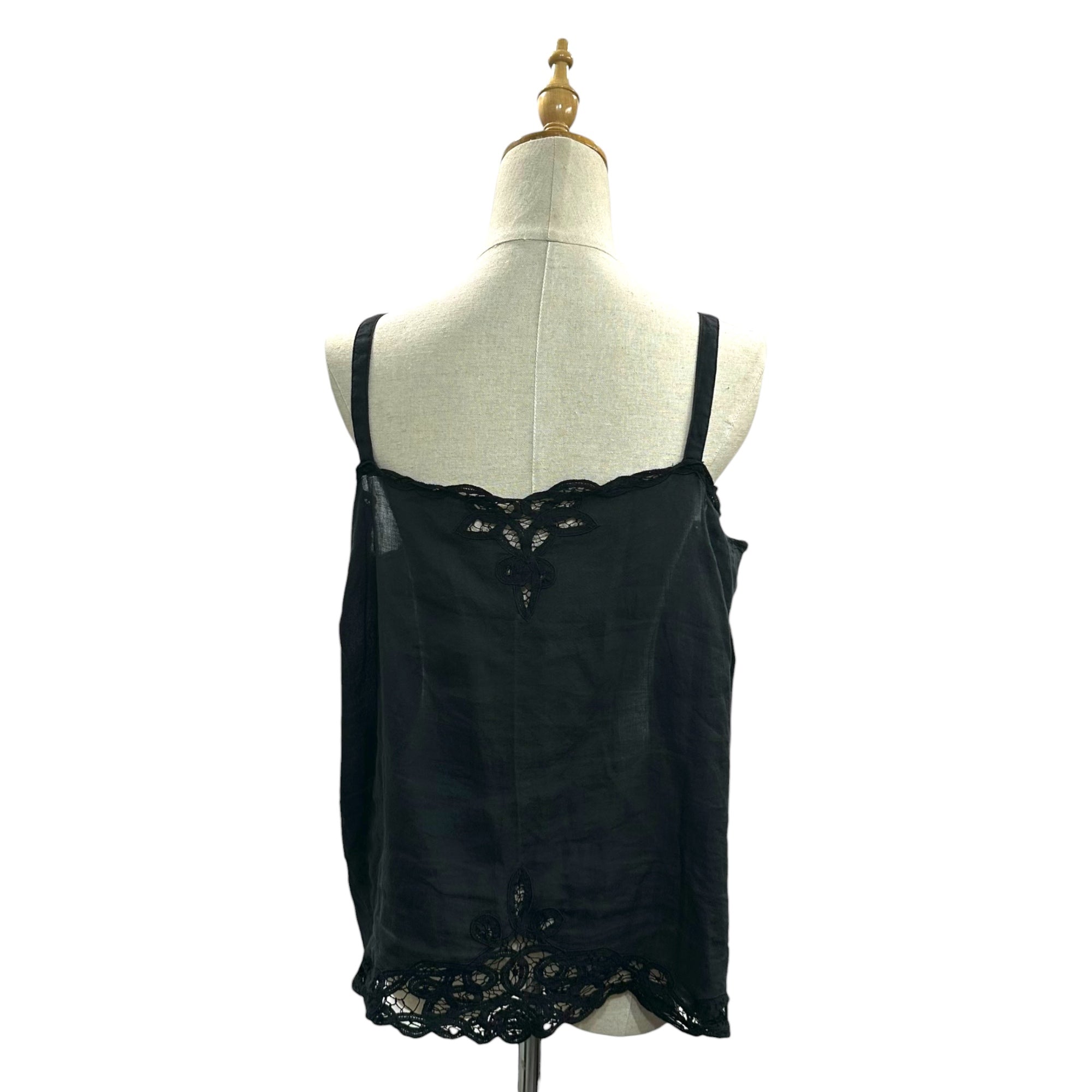 Vlas Blomme(ヴラスブラム) Linen lace camisole リネン レース キャミソール 131266 FREE ブラック