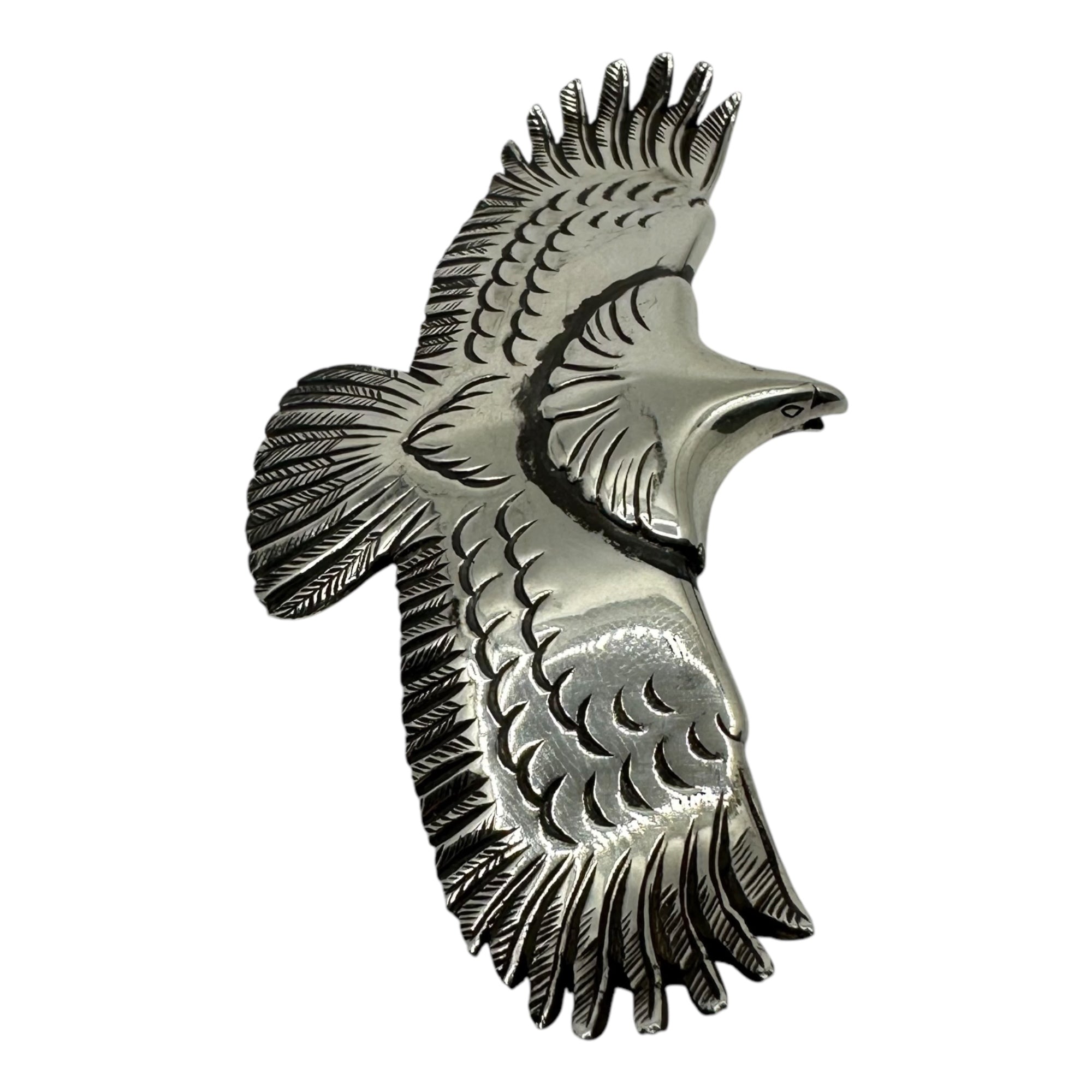 KENSHIRO(ケンシロウ) Japanese Engraving Large Eagle 金銀 和彫り 大 イーグル ペンダントトップ シルバー 重さ約41.5g