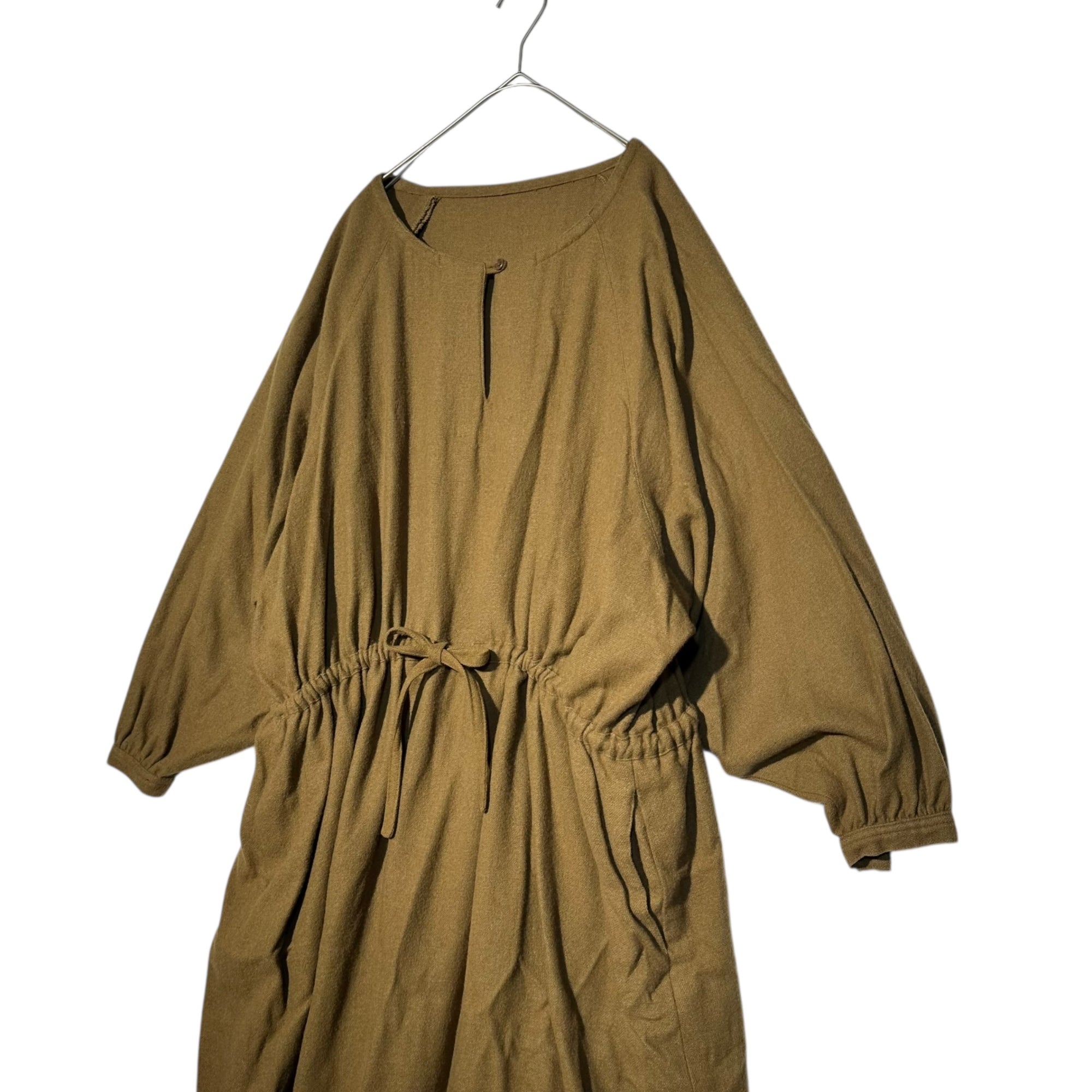 Y's(ワイズ) 70's Vintage Wool Raglan Sleeve Smock Dress 70年代 ヴィンテージ ウール ラグランスリーブ スモック ワンピース 9号(M~L) キャメル 最初期タグ