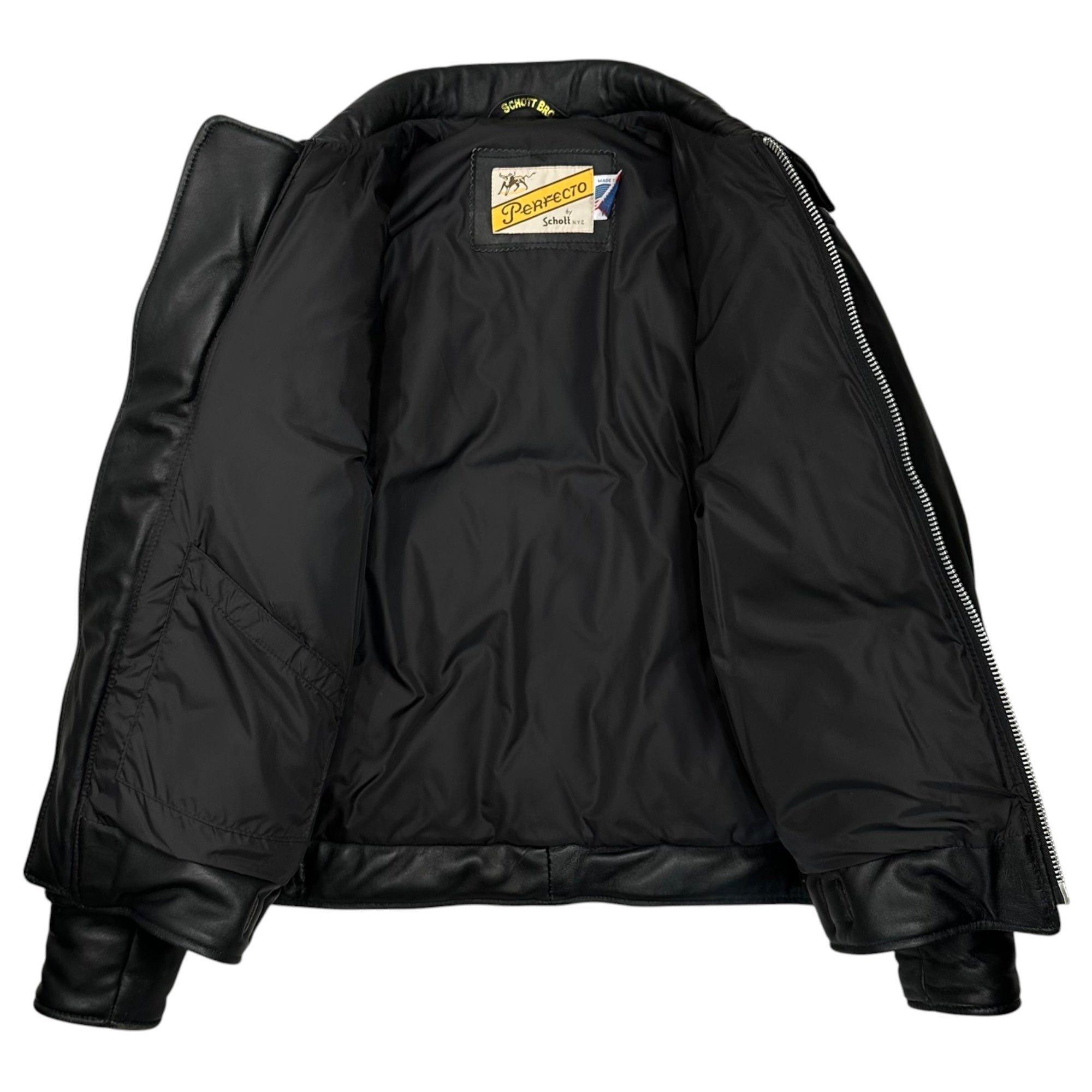 GOODENOUGH×SCHOTT(グッドイナフ×ショット) 2007 B-3 Leather Down Jacket レザー ダウン ジャケット M ブラック