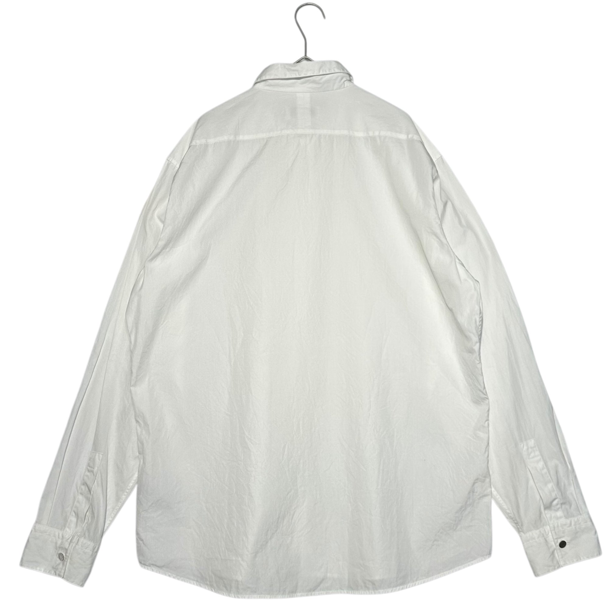 HERMES(エルメス) Sellier Button Orange Stitching Regular Collar Ribbed Long Sleeve Shirt セリエ ボタン オレンジステッチ レギュラーカラー 比翼 長袖 シャツ 43/17 ホワイト×オレンジ フランス製 エルメスジャポンタグ