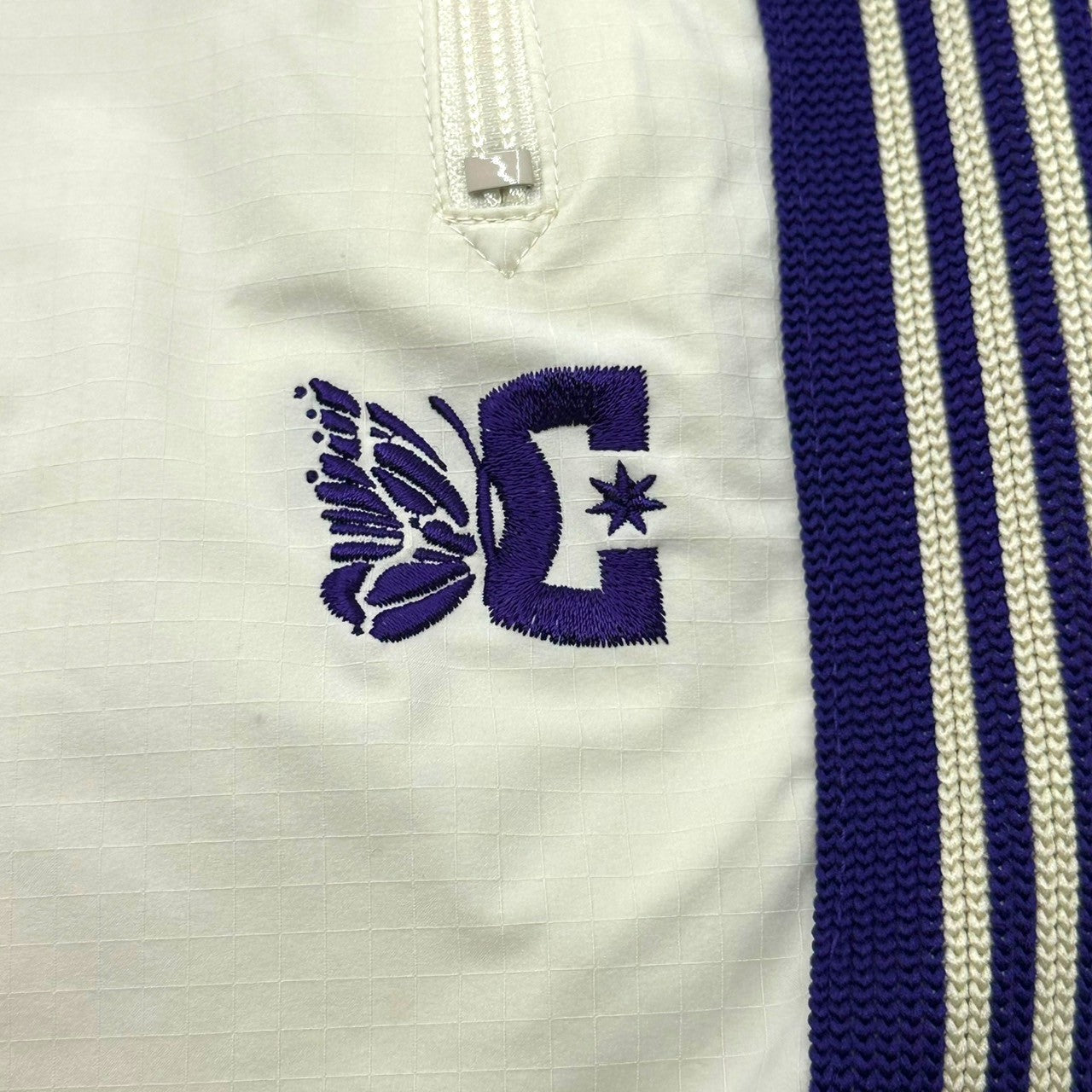 NEEDLES×DC SHOES(ニードルズ×ディーシー) Track Pant - Poly Ripstop トラック パンツ MR606 S アイボリー×パープル コラボ ジャージ