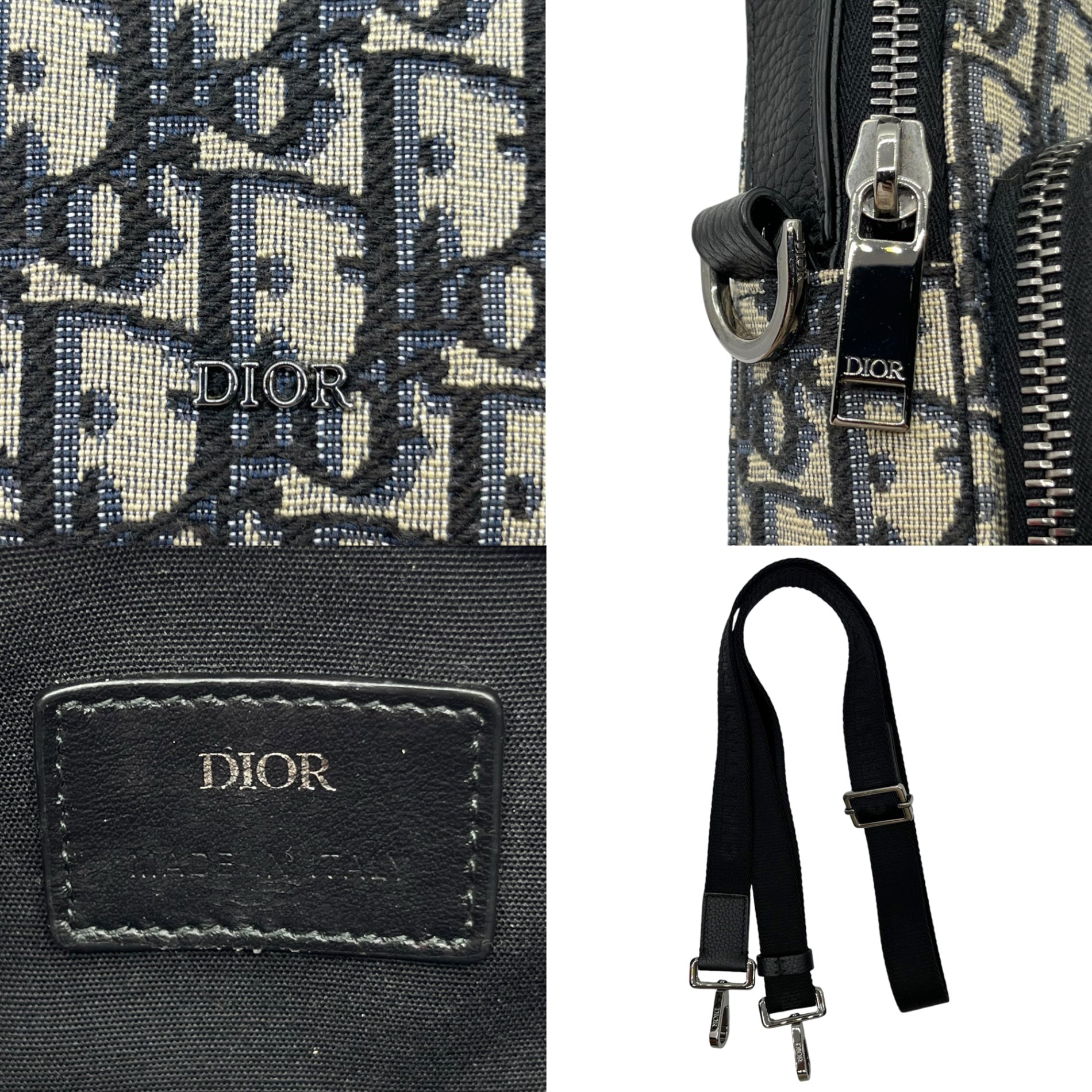 Dior(ディオール) RIDER ライダー マイクロポーチ 2OBCA326YSE ネイビー ショルダーバッグ トロッター オブリーク ジャカード 2AWY 11-BO-1222