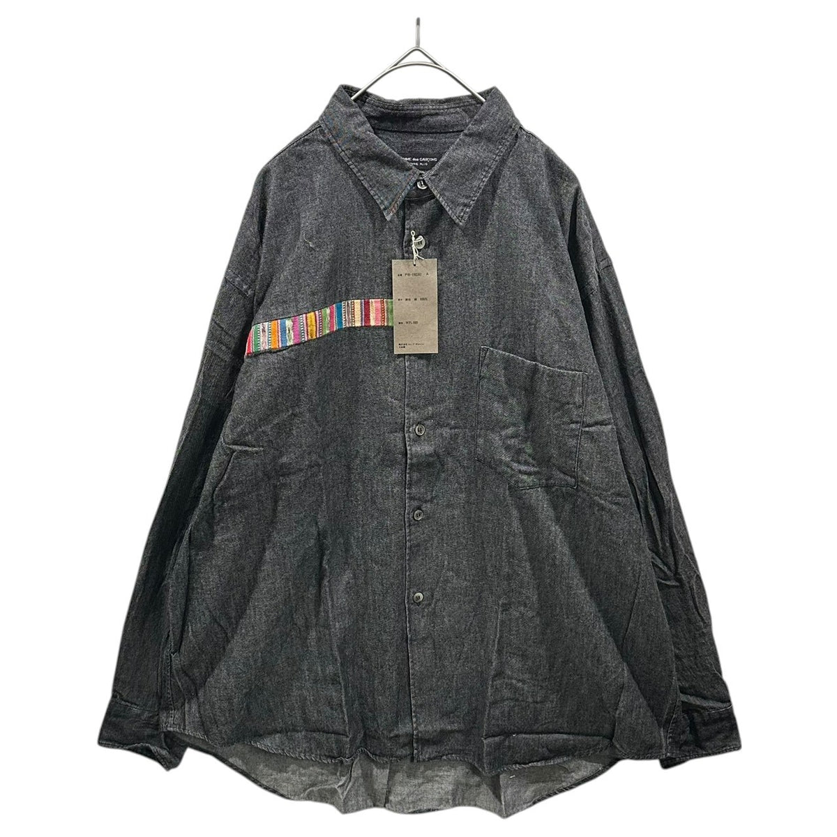 COMME des GARCONS HOMME PLUS(コムデギャルソンオムプリュス) Psychedelic-Line Oversized Black Shirt サイケデリック ライン ビッグ サイズ ブラック シャツ PB-110280 FREE ブラック×マルチカラー SAMPLE品