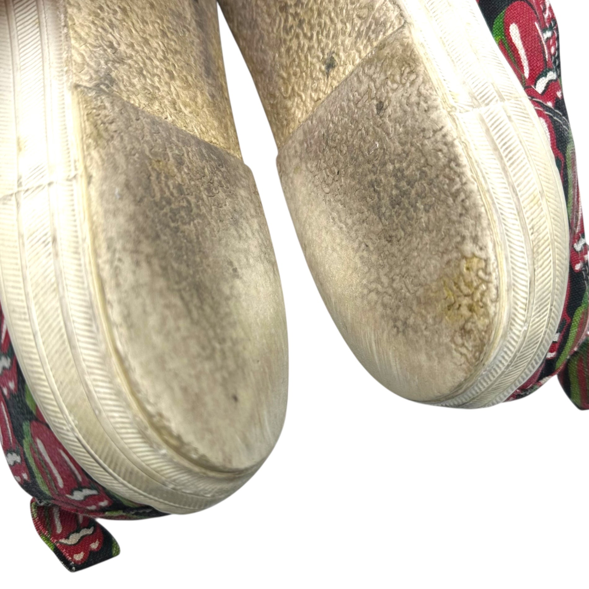 COMME des GARCONS HOMME PLUS(コムデギャルソンオムプリュス) 06SS Rolling Stones Lips & Tongue Print Slip-Ons ローリング ストーンズ リップ&タン ドット プリント スリッポン JQ20A1 27.0cm アイボリー×レッド スニーカー コラボ